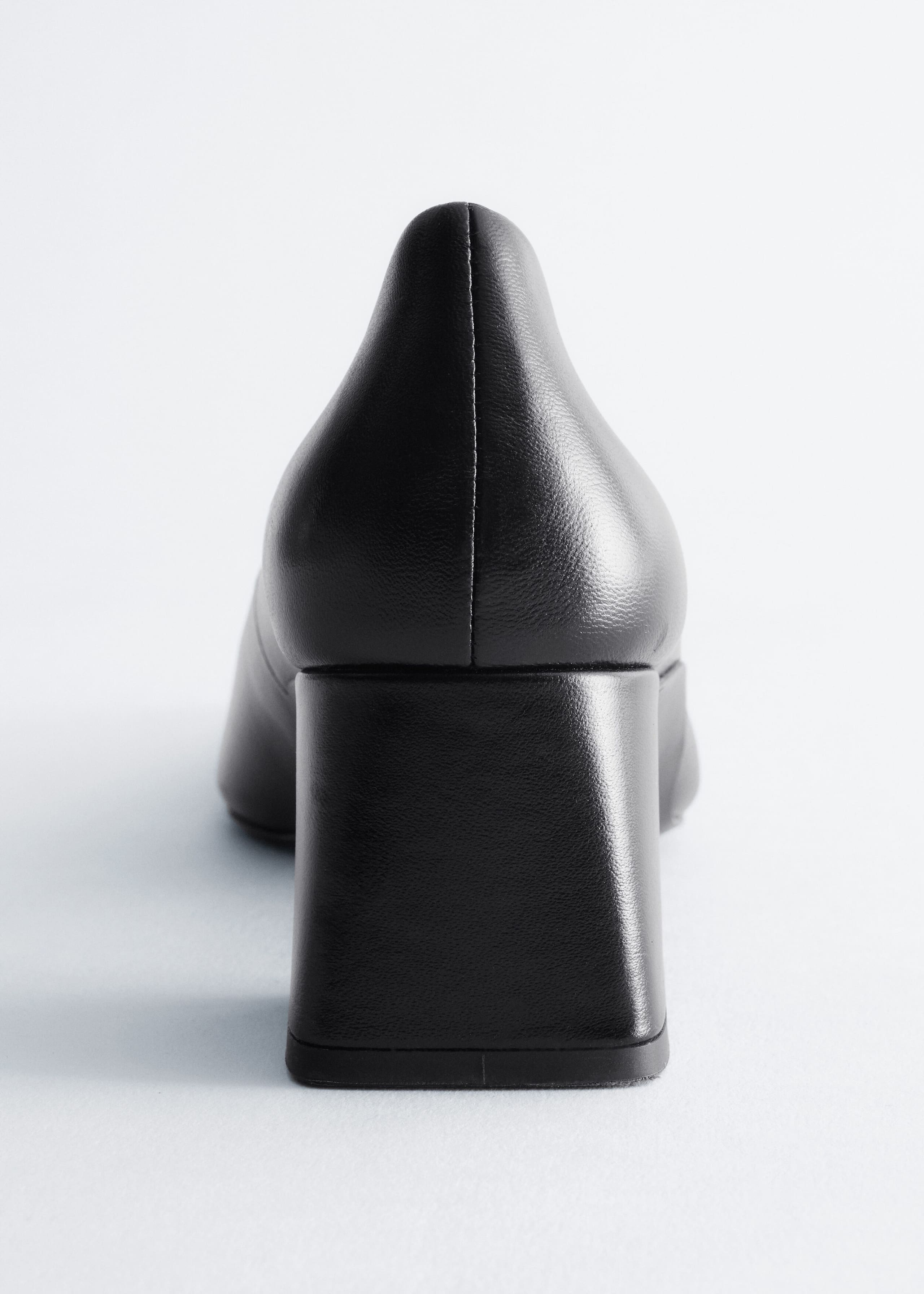 Leather Block Heel Pumps - Black - Still Life