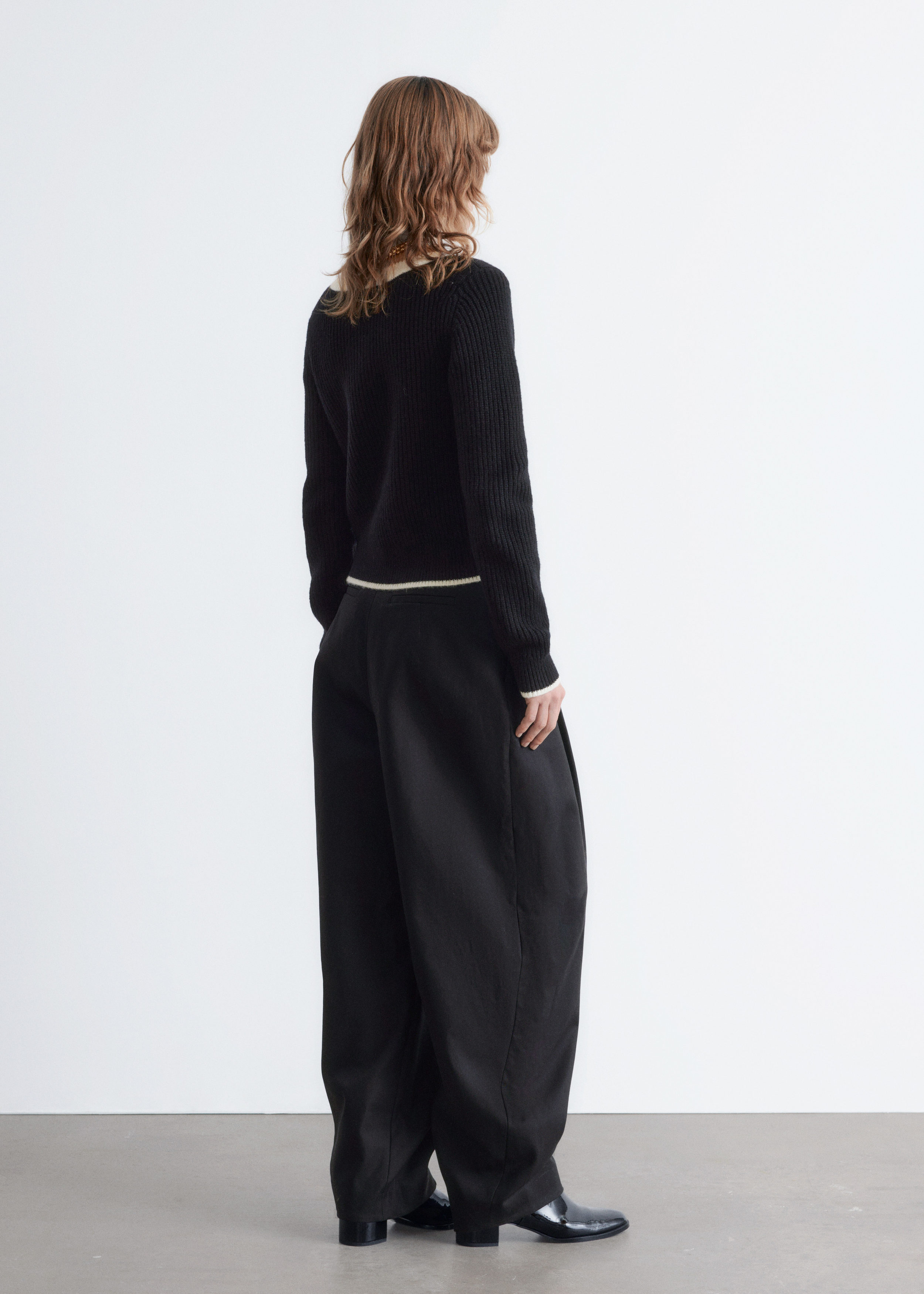 Contrast Trim Zip Cardigan - Black - & Other Stories GB
