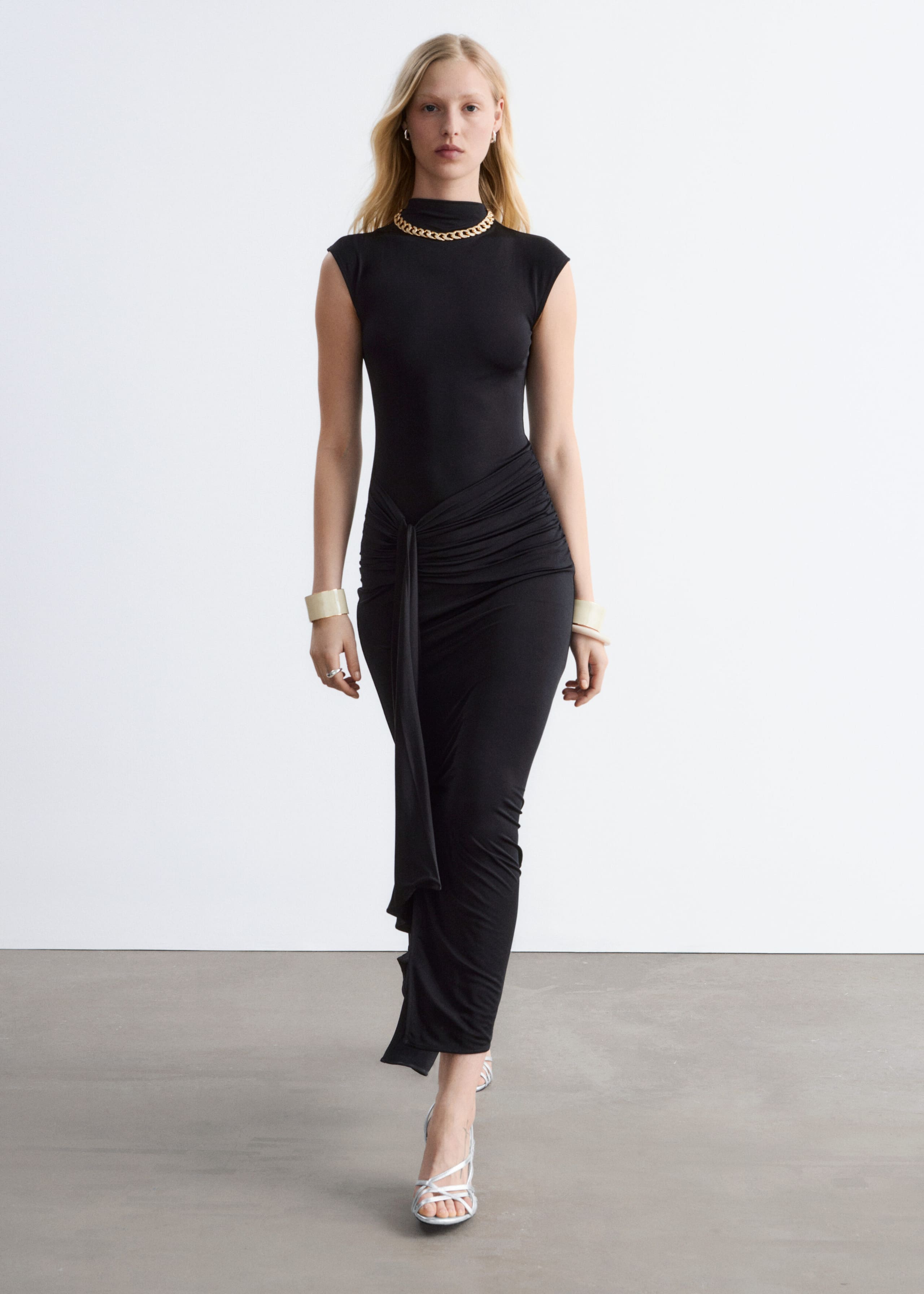 Image of Wrap-Front Midi Dress