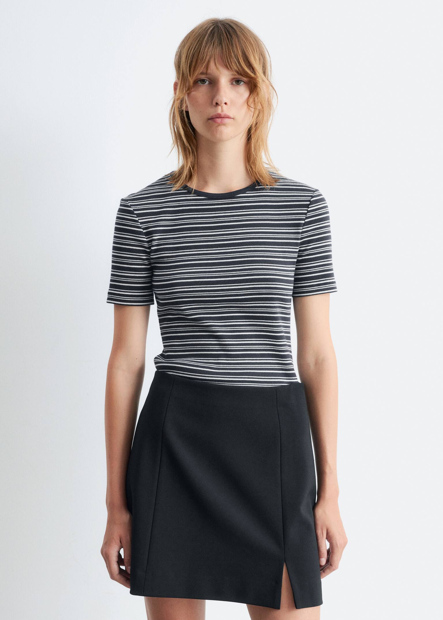 Minirok met hoge taille - Zwart/Donkerrood