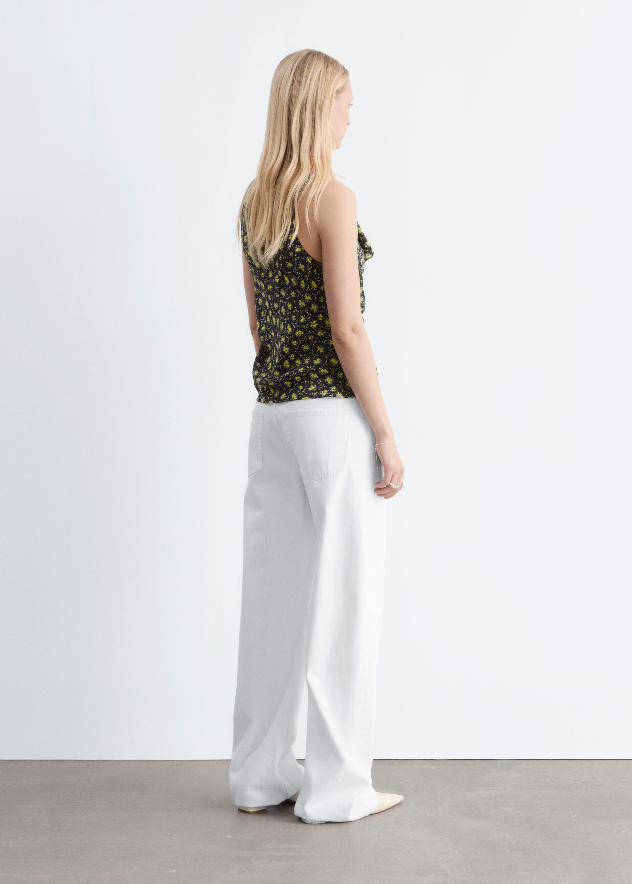 Image of Haut en soie imprimée à cordon de serrage