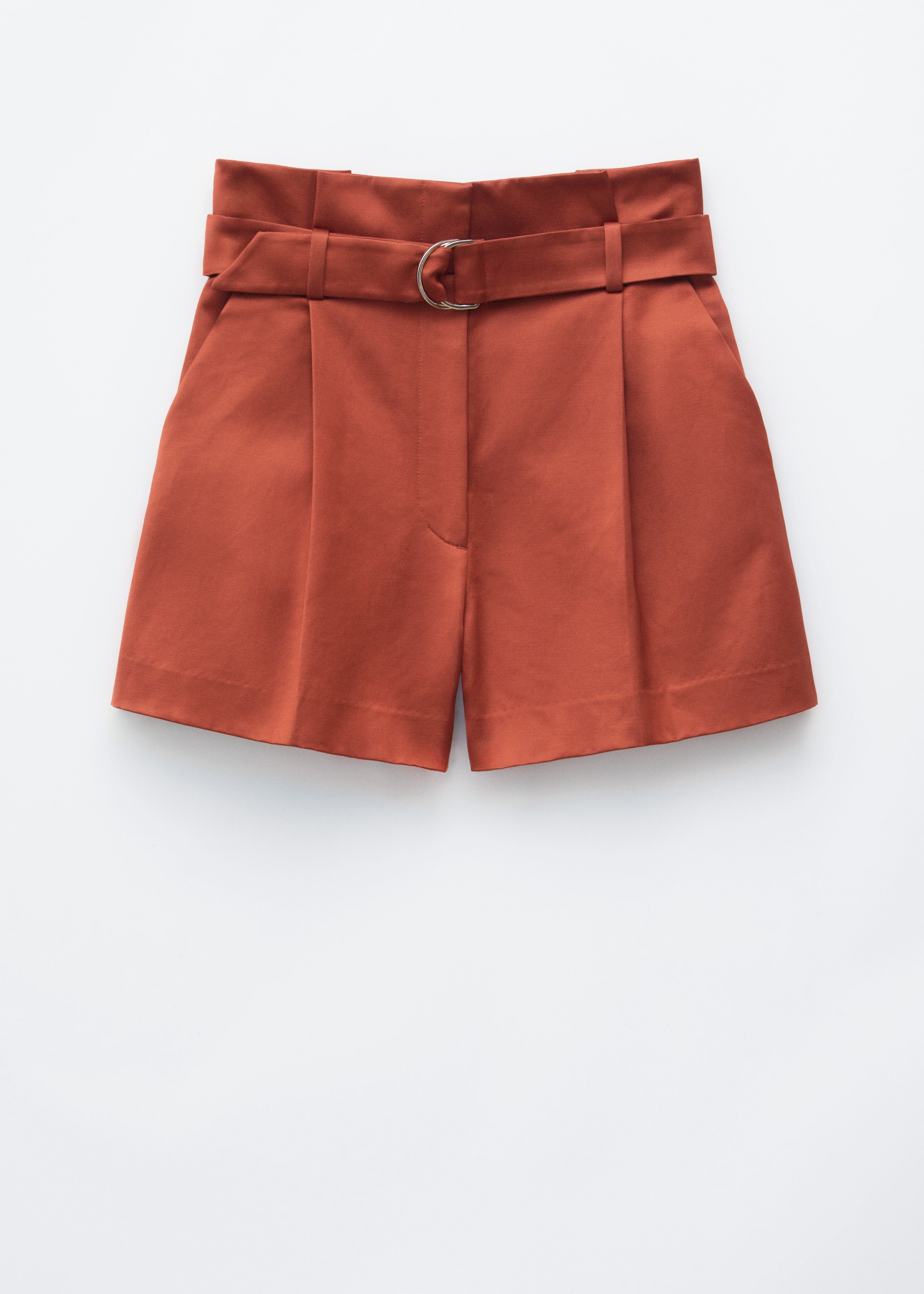 Short à taille haute froncée - Rouille