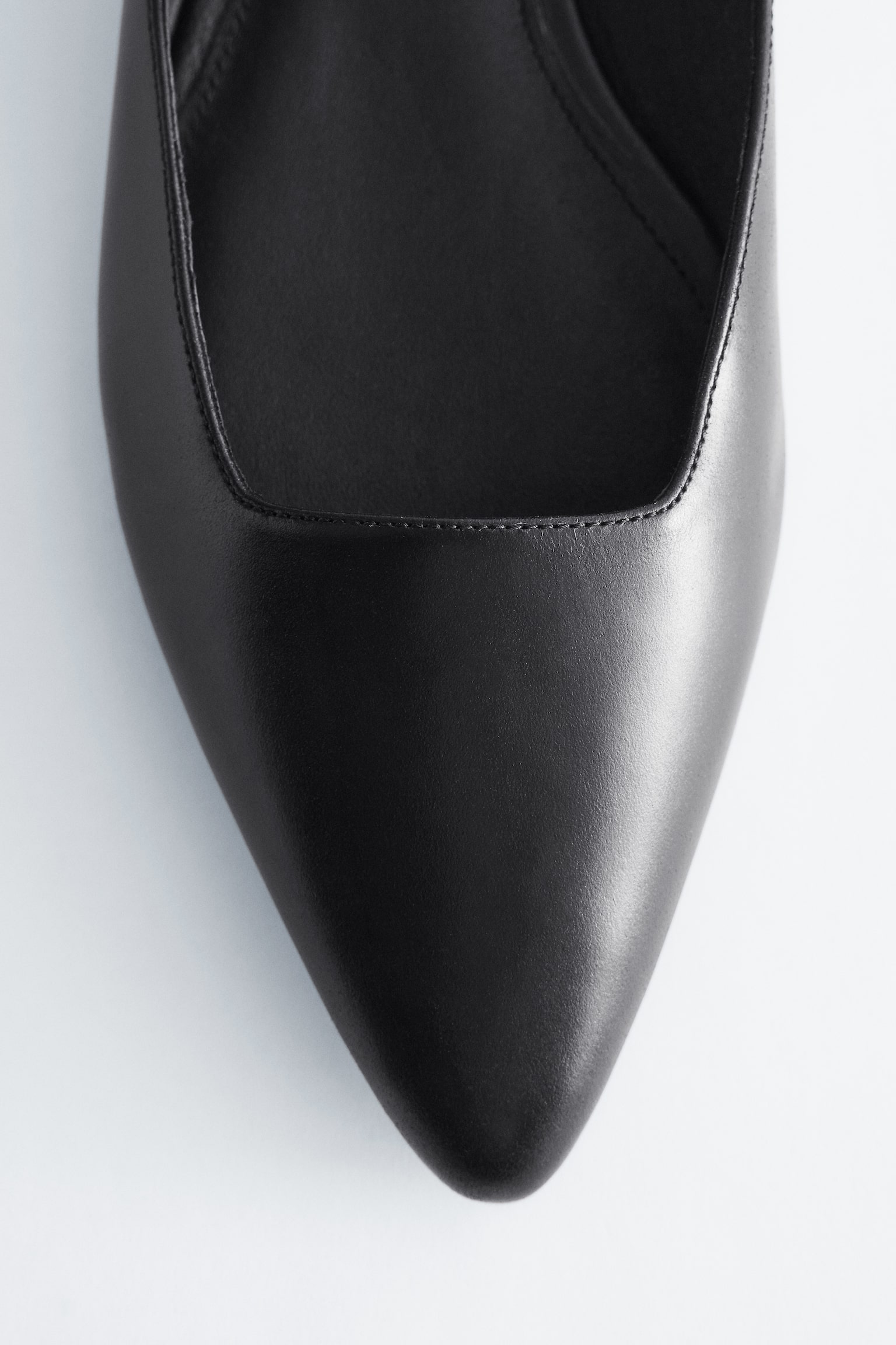 Кожени балетни обувки с кръстосани каишки-Черен - 6