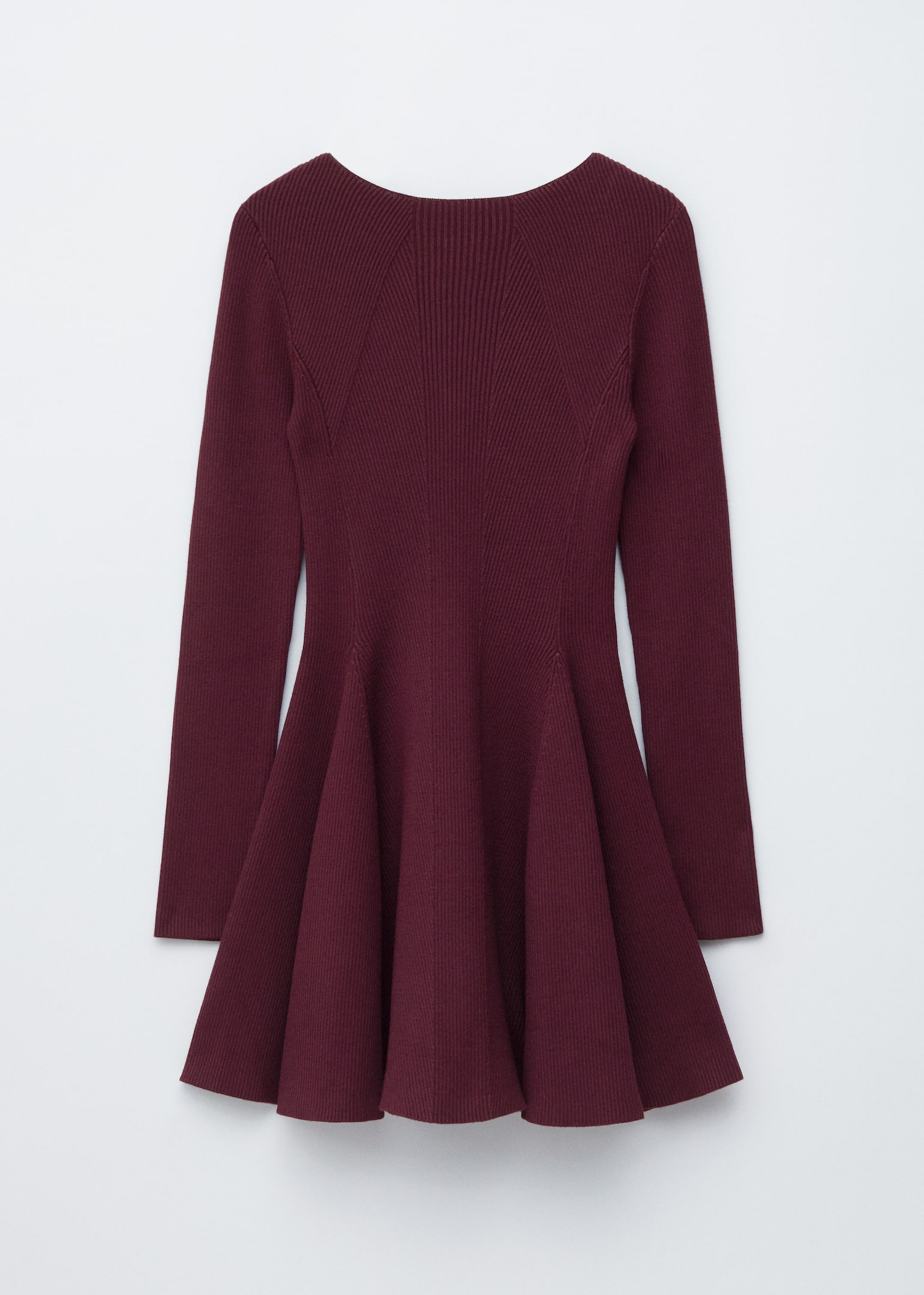 Ribgebreide mini-jurk - Bordeauxrood/Zwart - 2