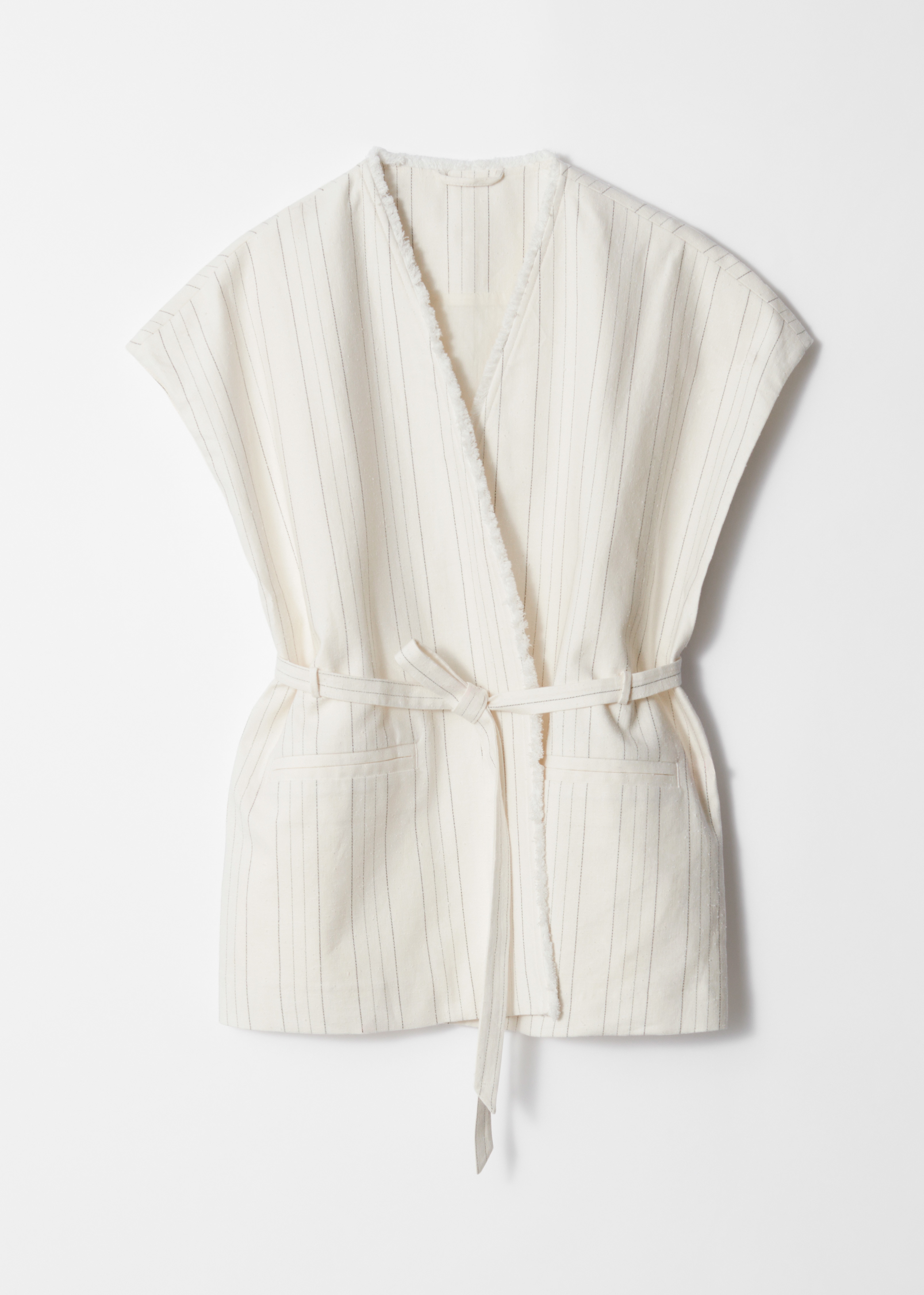 Chaleco cruzado con bordes sin rematar - Raya diplomática blanca