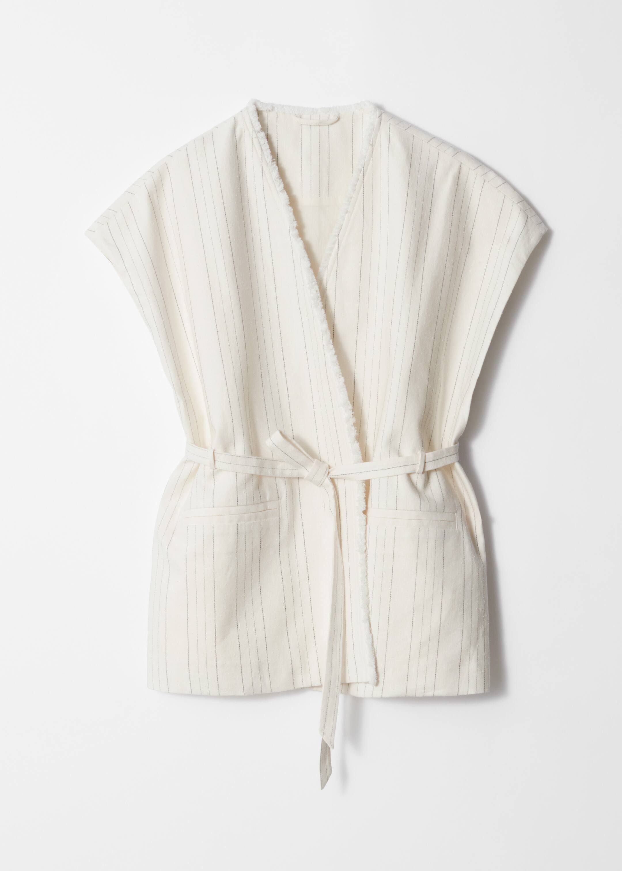 Agrandir l'image: Gilet croisé à bords bruts - Fines rayures blanches - FEMME | H&M BE 5