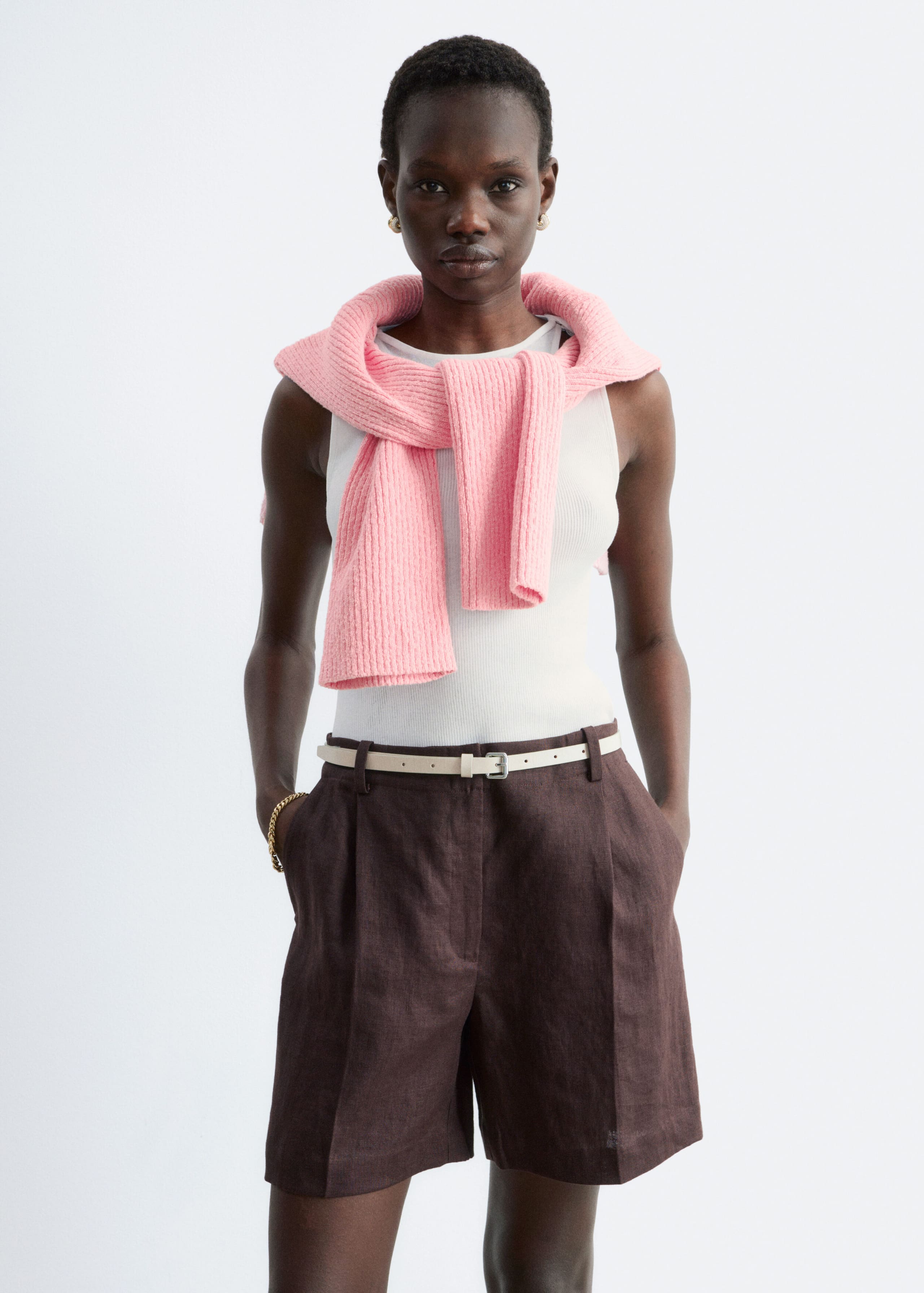 Image of Pleated Linen Shorts