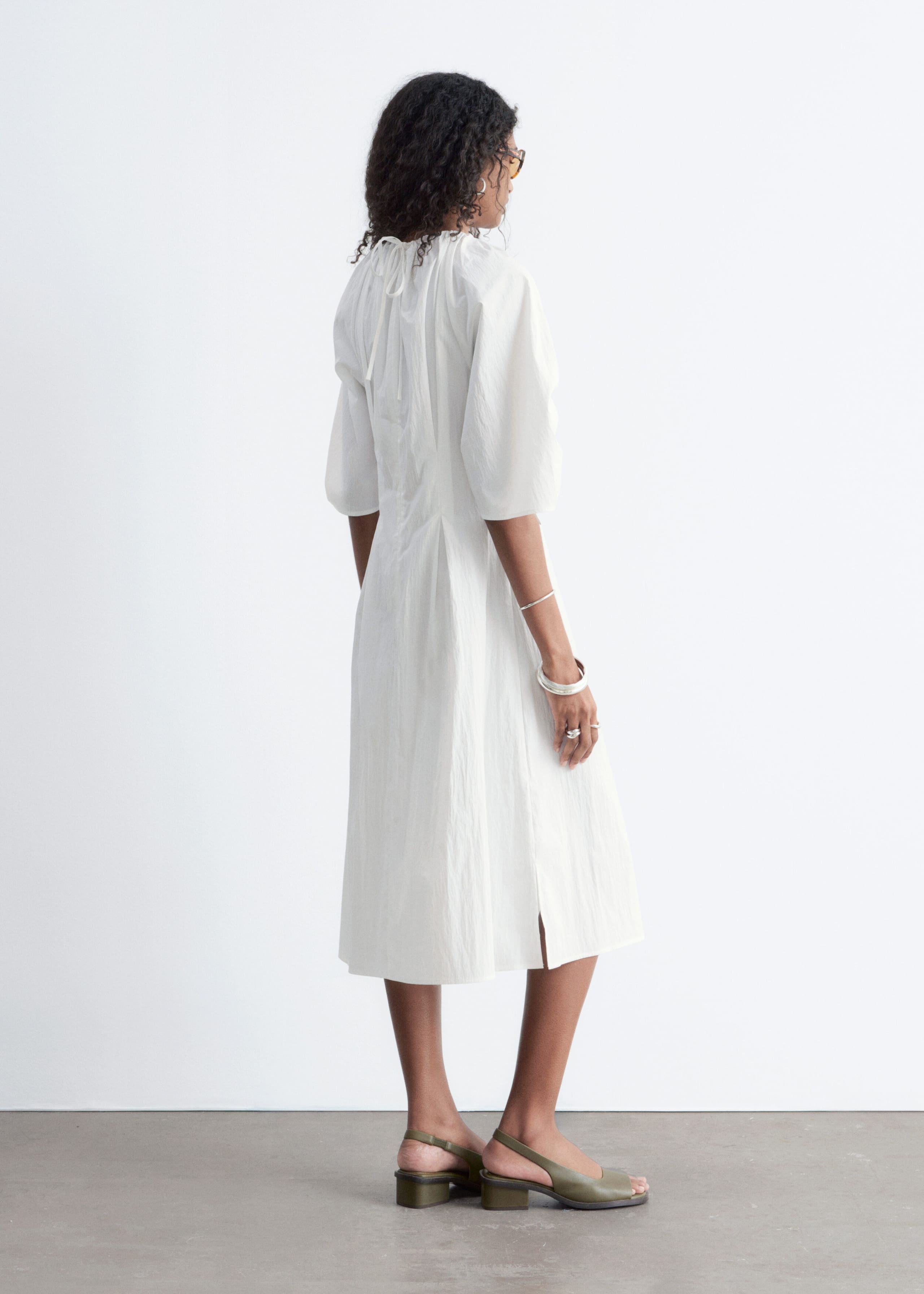 Sculptural Drawstring Midi Dress - Navy Blue - Lookbook