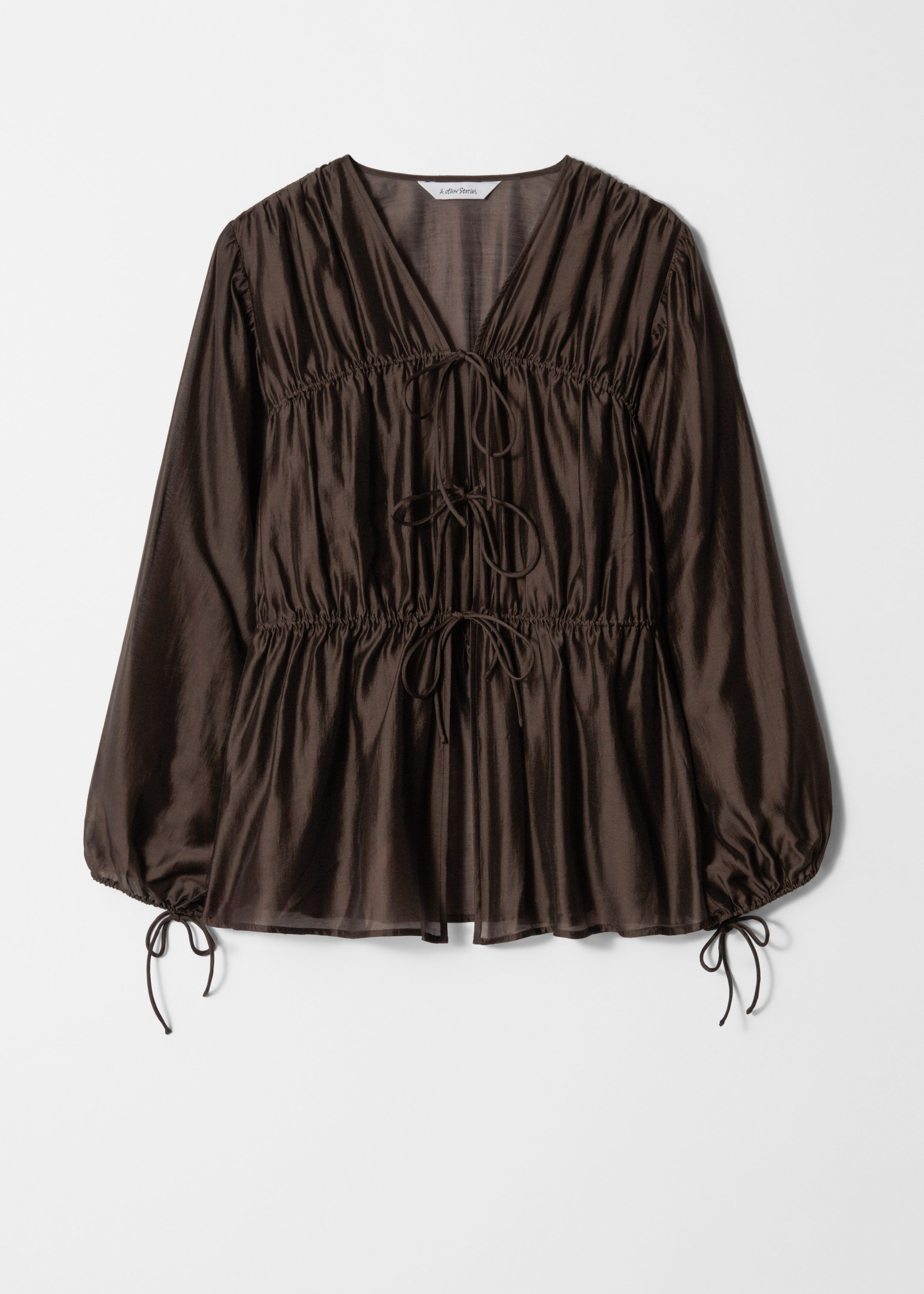 Ruched Drawstring Blouse - Dark Brown - & Other Stories GB