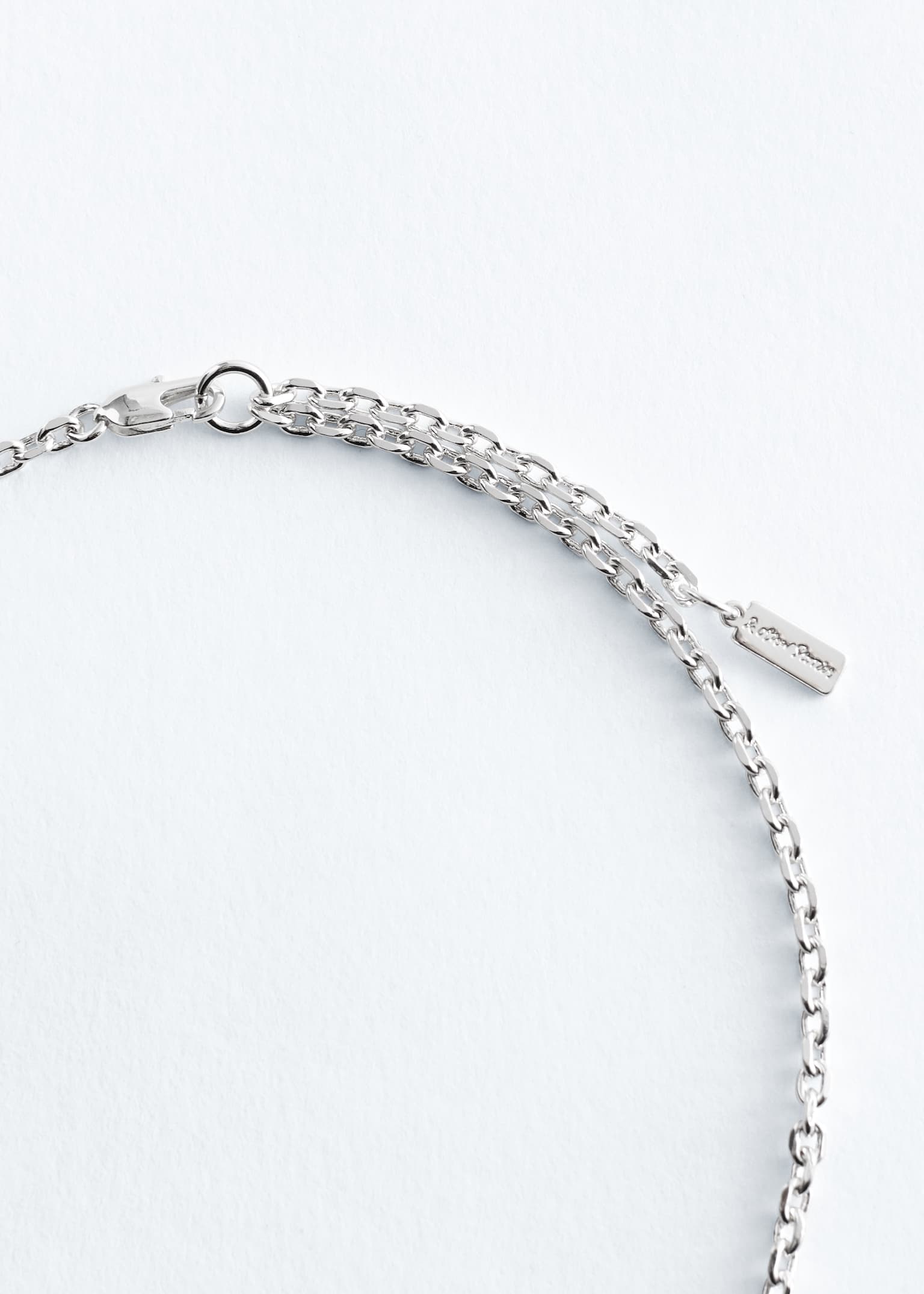 Short Text-Motif Necklace - Silver/Gold - 3