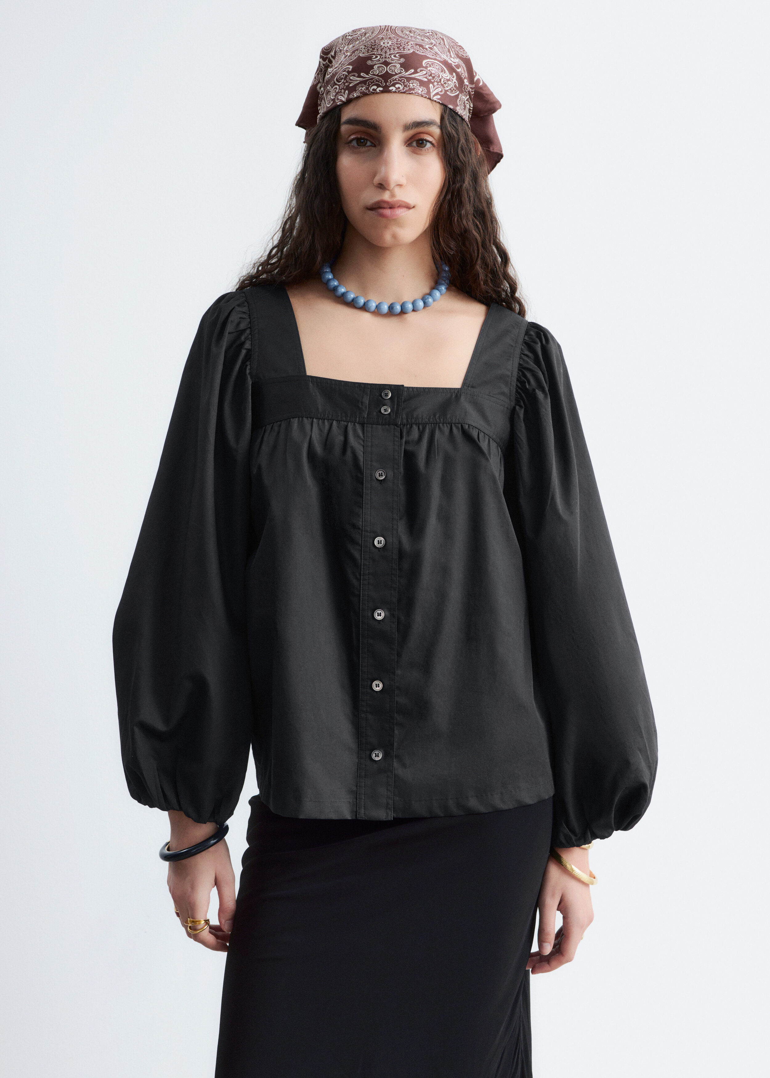 laubeblanc Smocked Puff Sleeve Top ブラック 【公式通販】