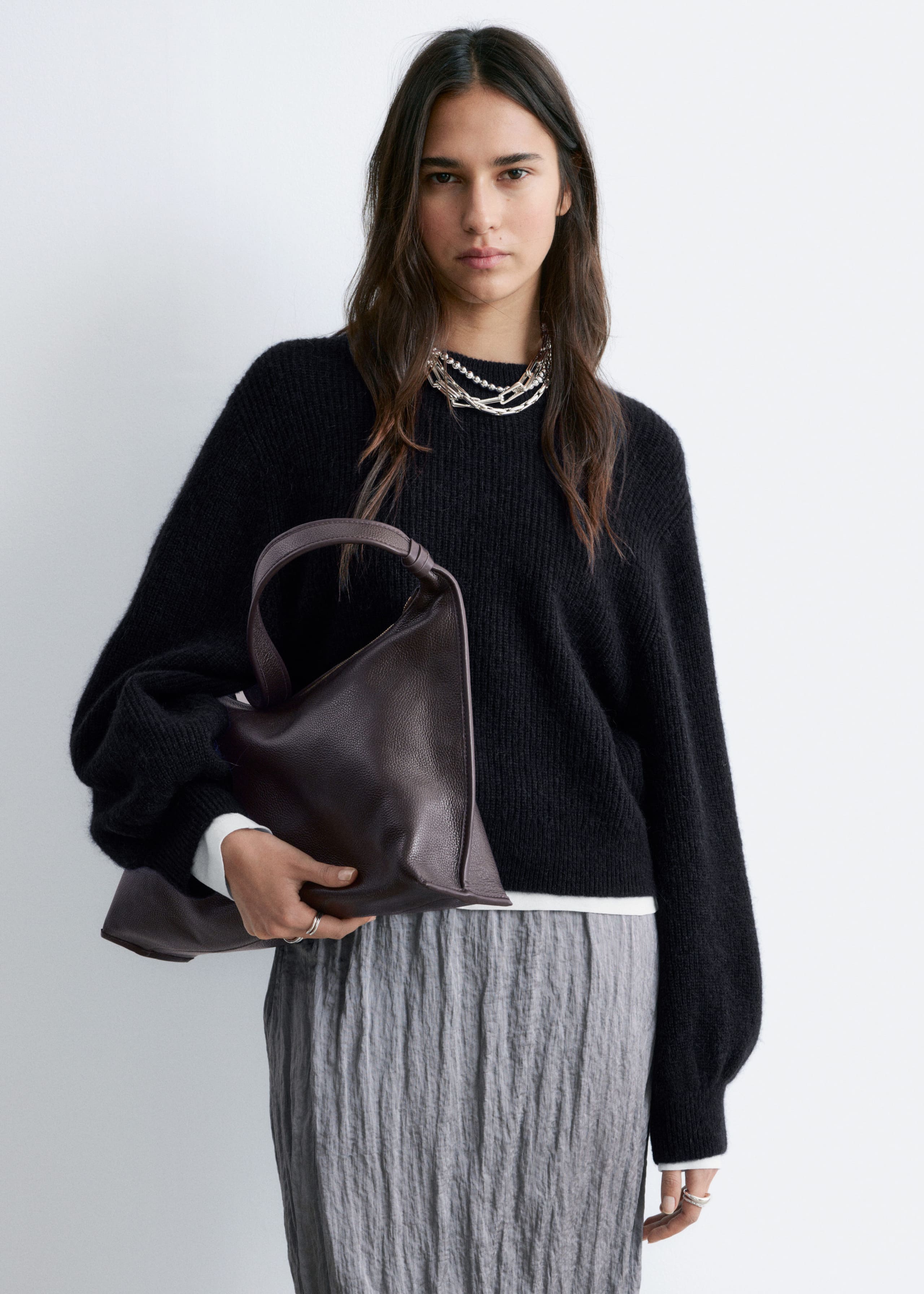 Image of Alpaca-Blend Balloon-Sleeve Jumper