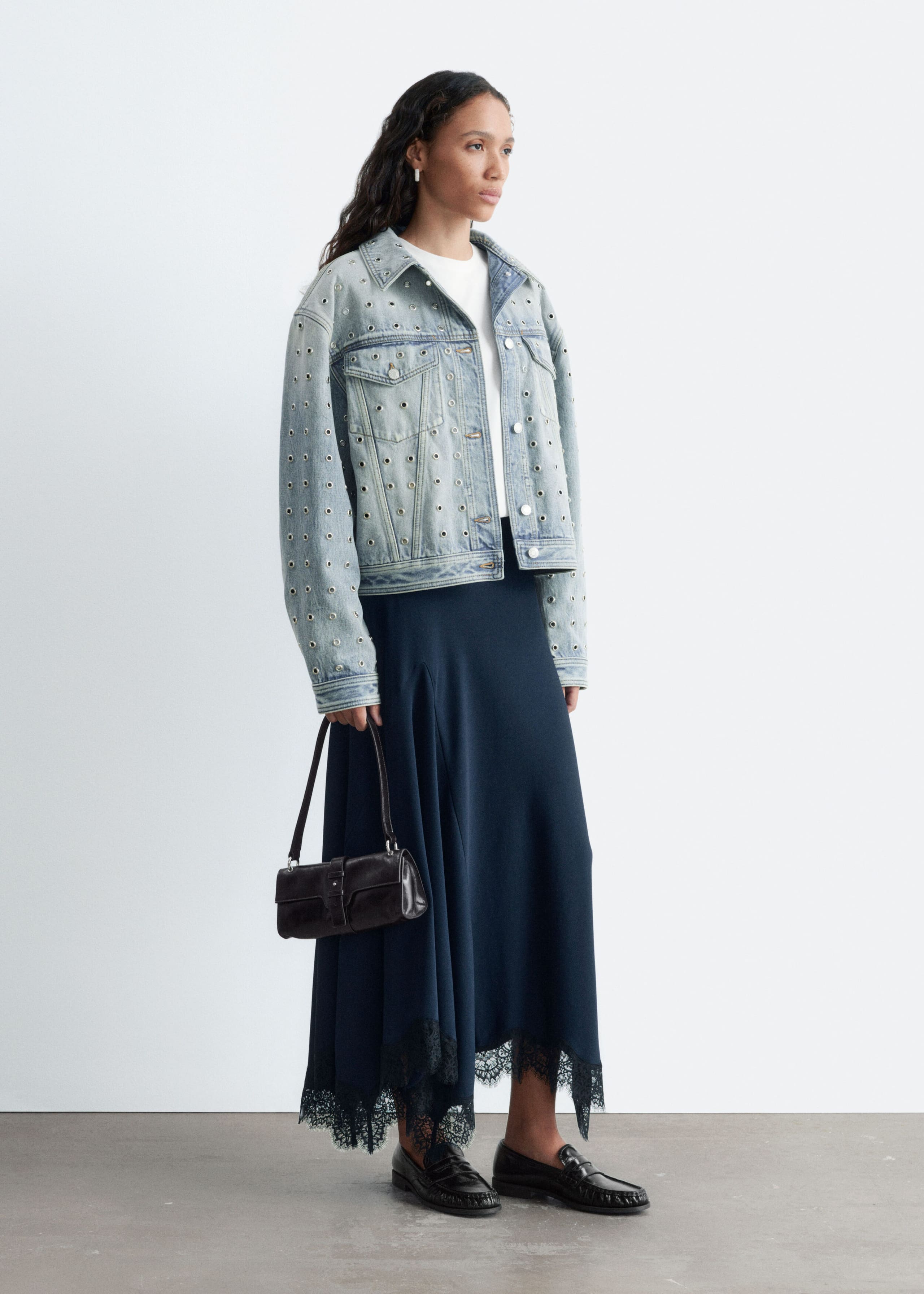 Eyelet Denim Jacket - Light Blue - Lookbook