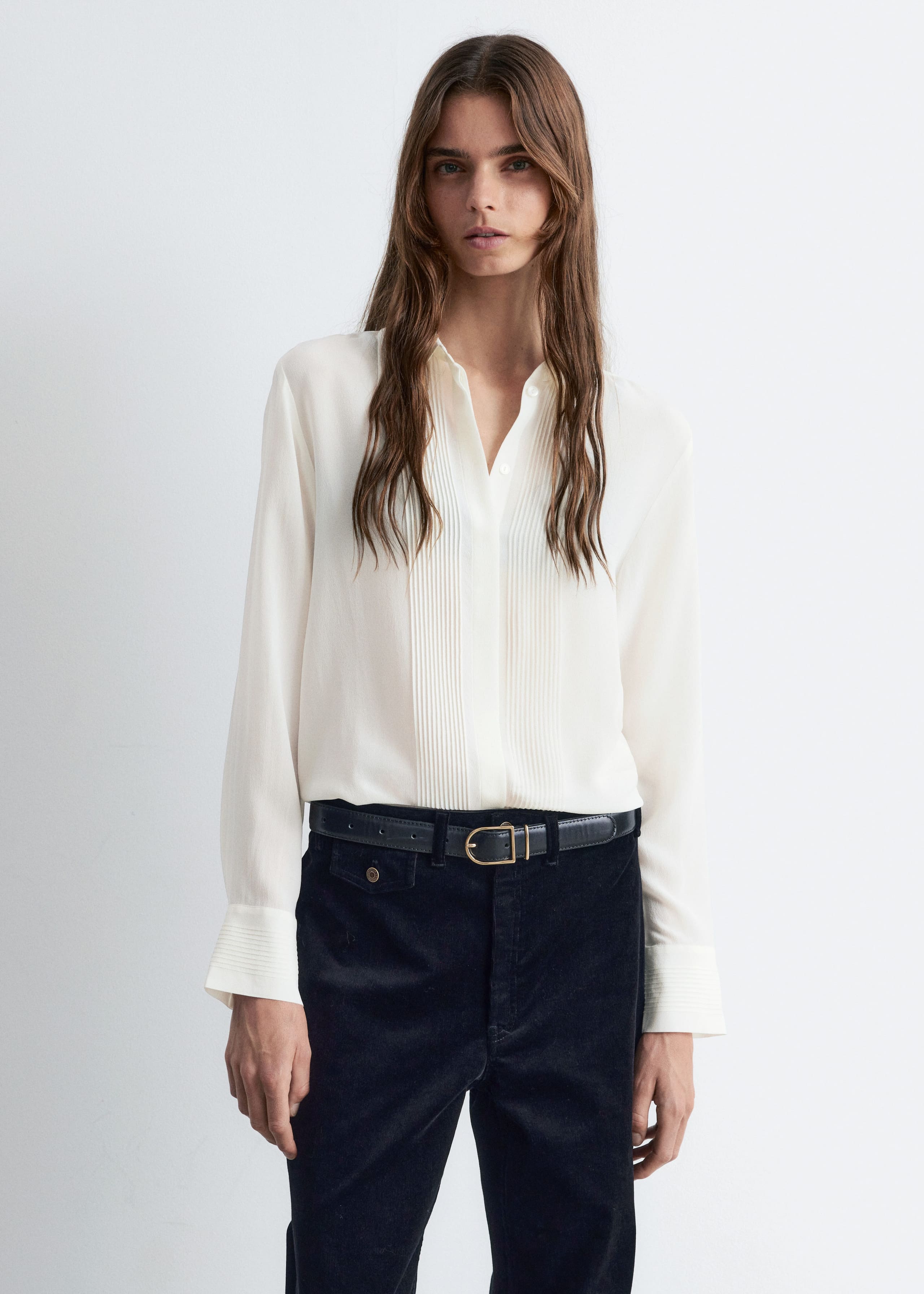 Image of Pintuck-Detailed Silk Shirt