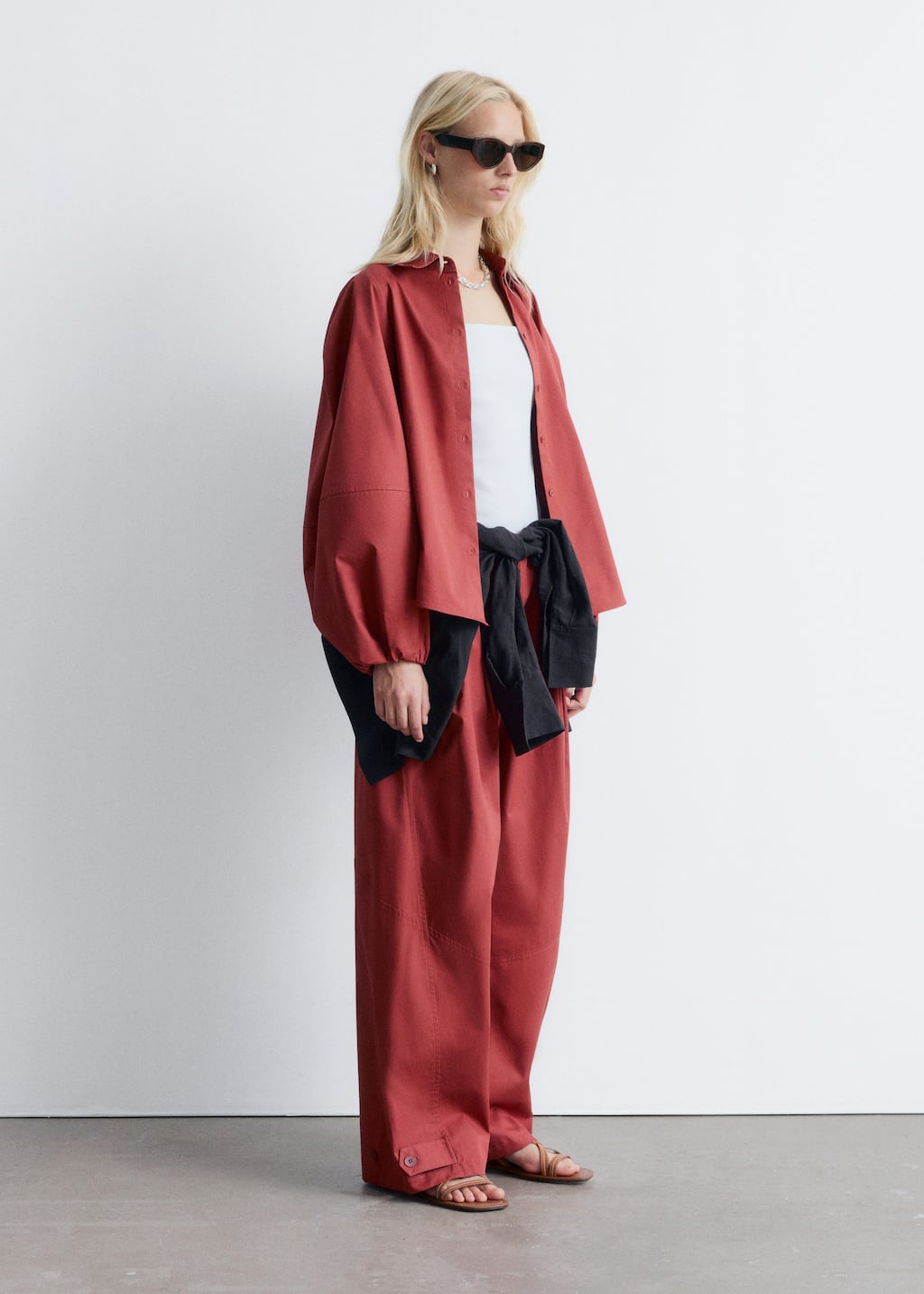 Image of Voluminous Balloon-Sleeve Blouse