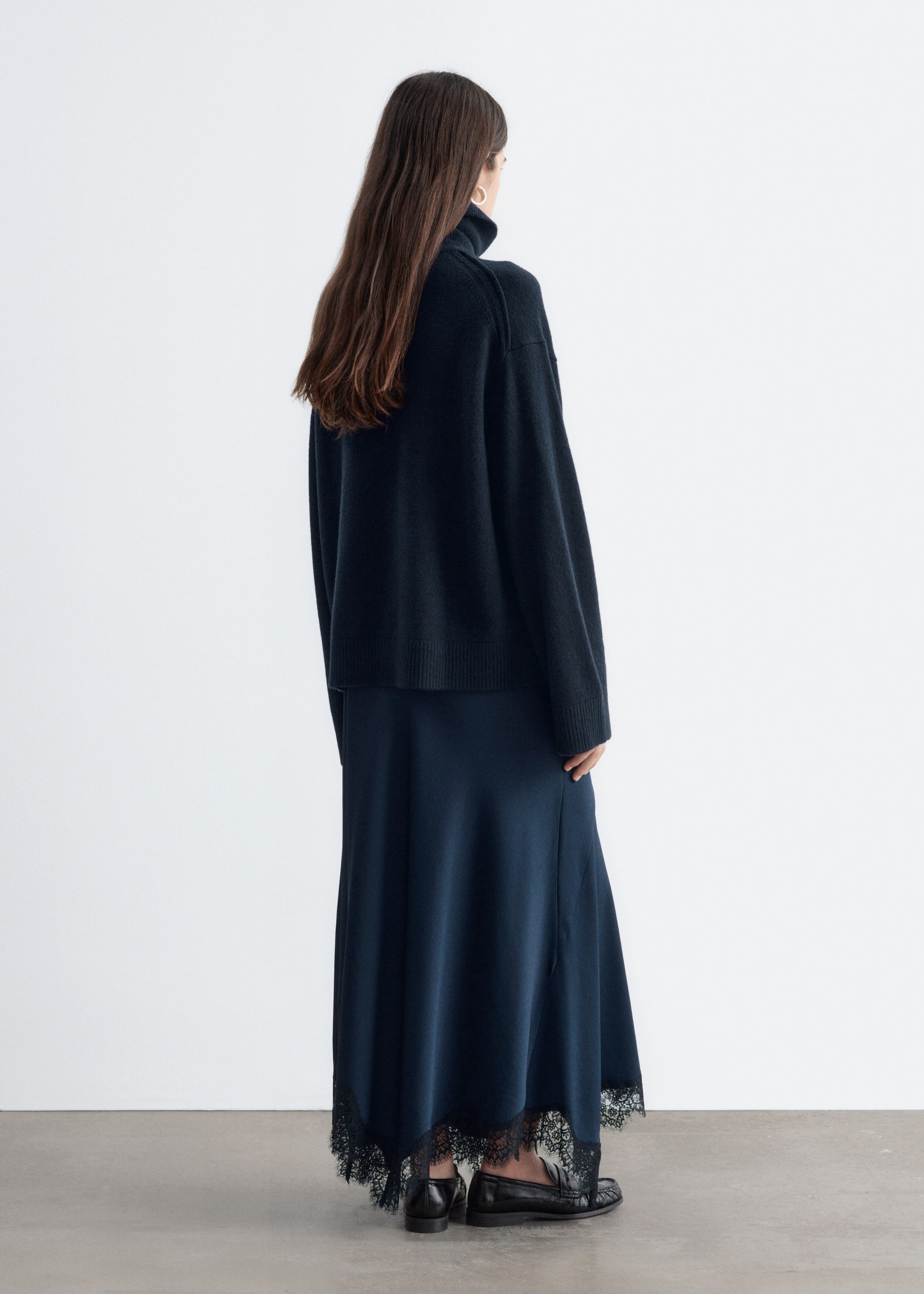 Wool-Cotton Turtleneck Jumper - Dark Blue - Lookbook