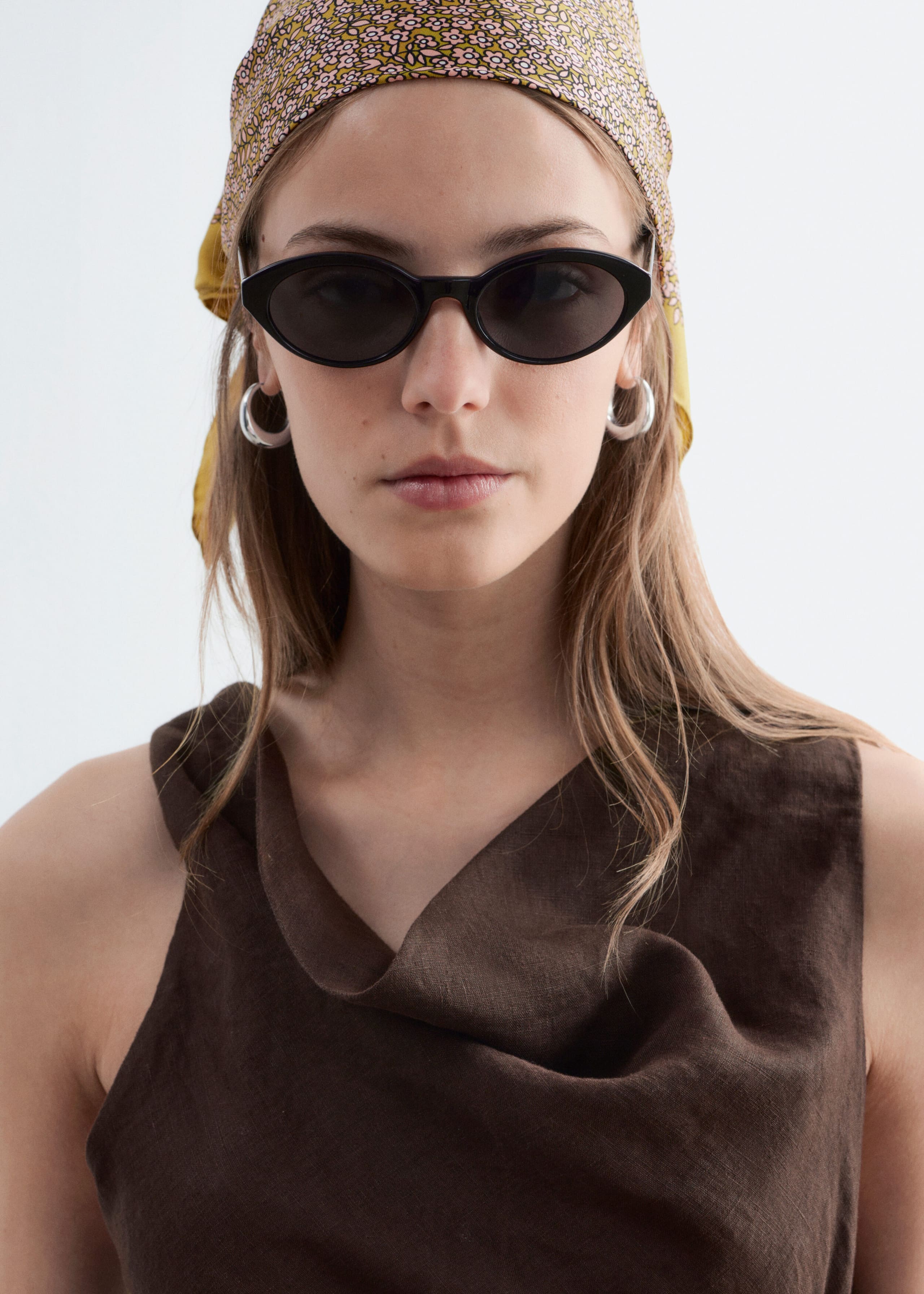 Image of Twist-Strap Linen Midi Dres