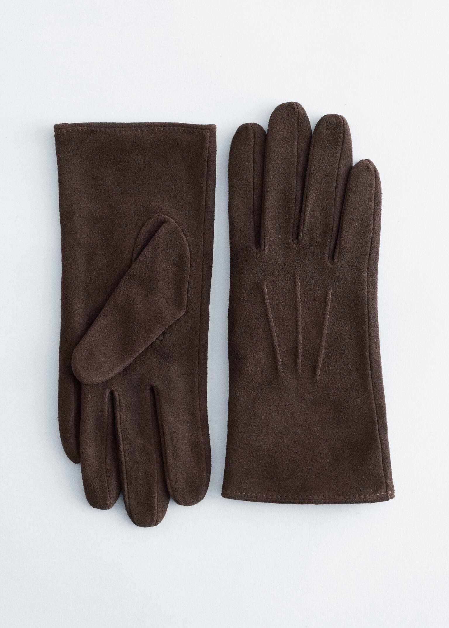 Suede Gloves - Dark Brown