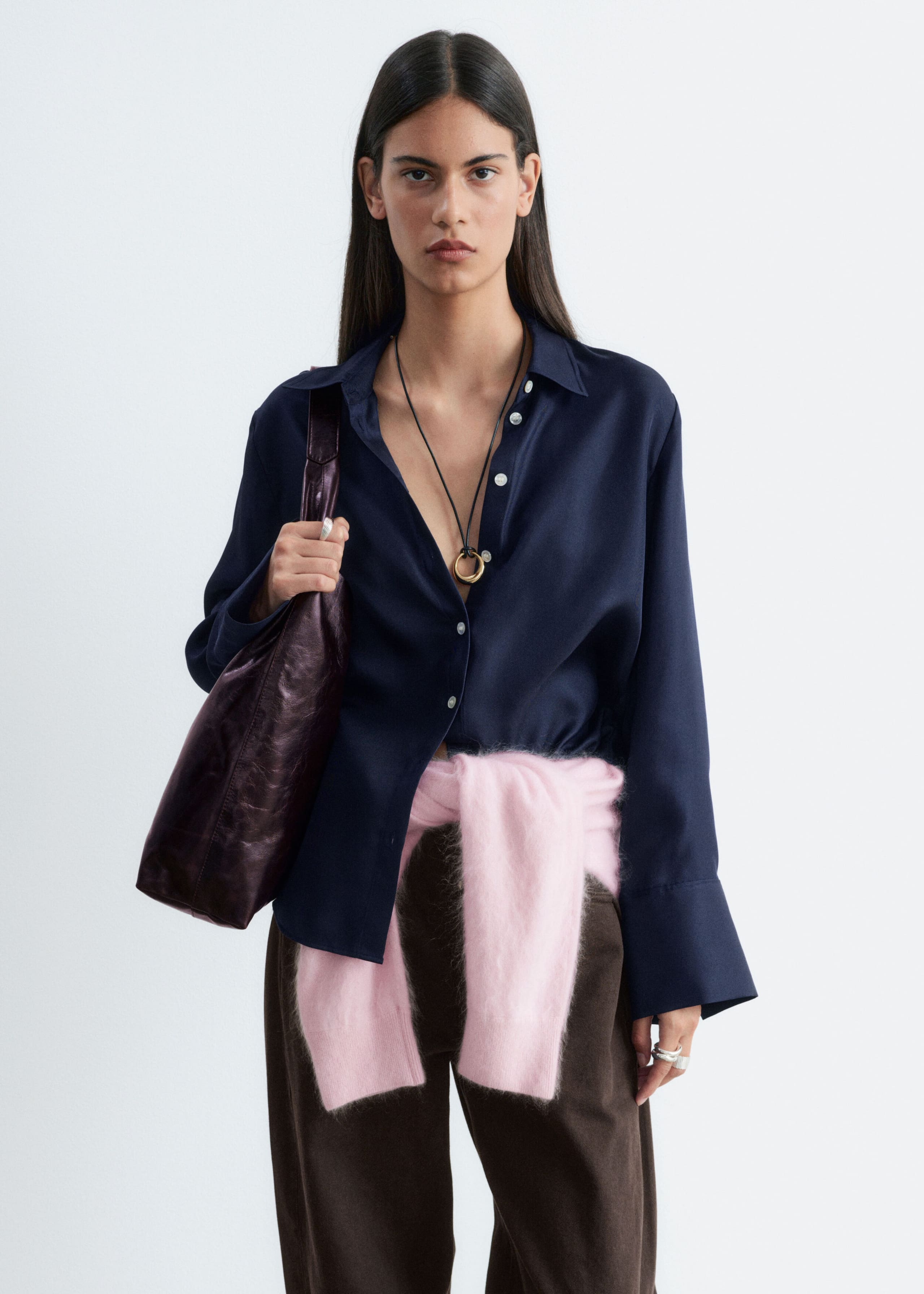 Relaxed Silk Shirt - Dark Blue - Still Life