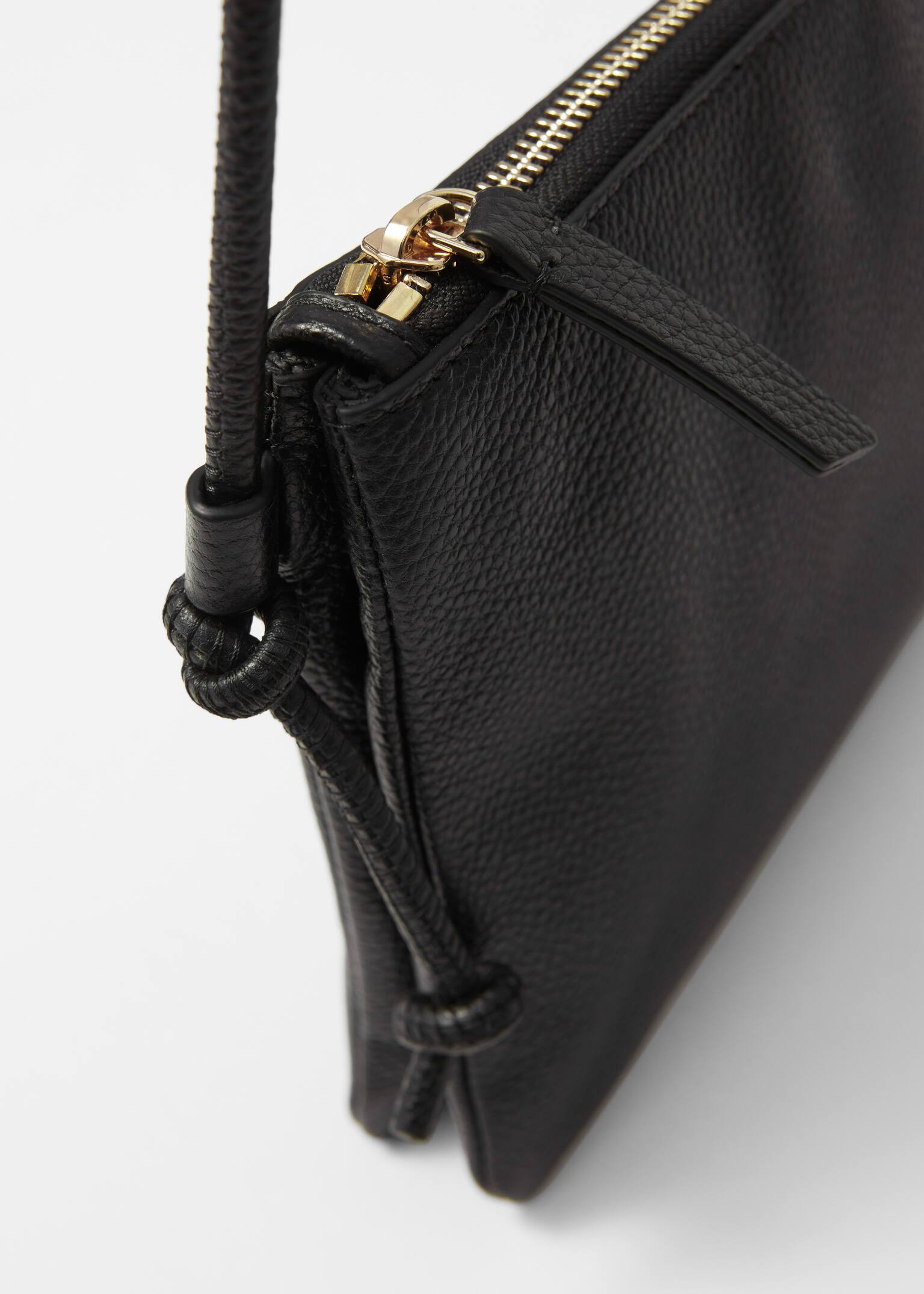 Bolso bandolera pequeño de piel - Negro/Marrón - 4