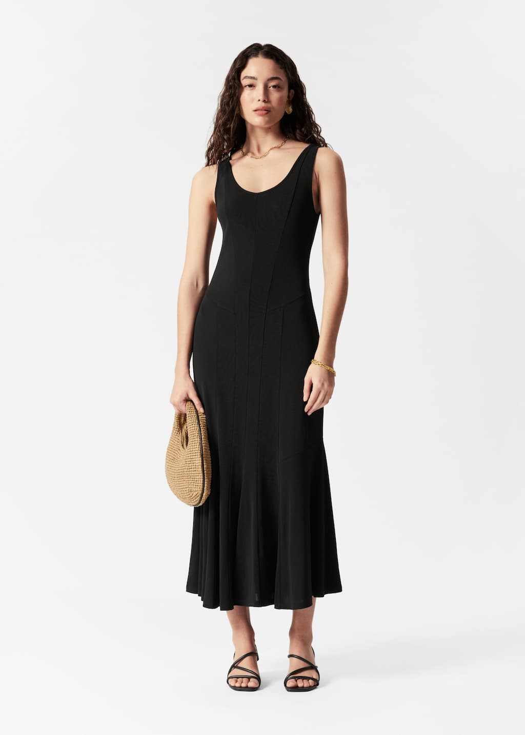 Image of Robe longue à coutures surpiquées