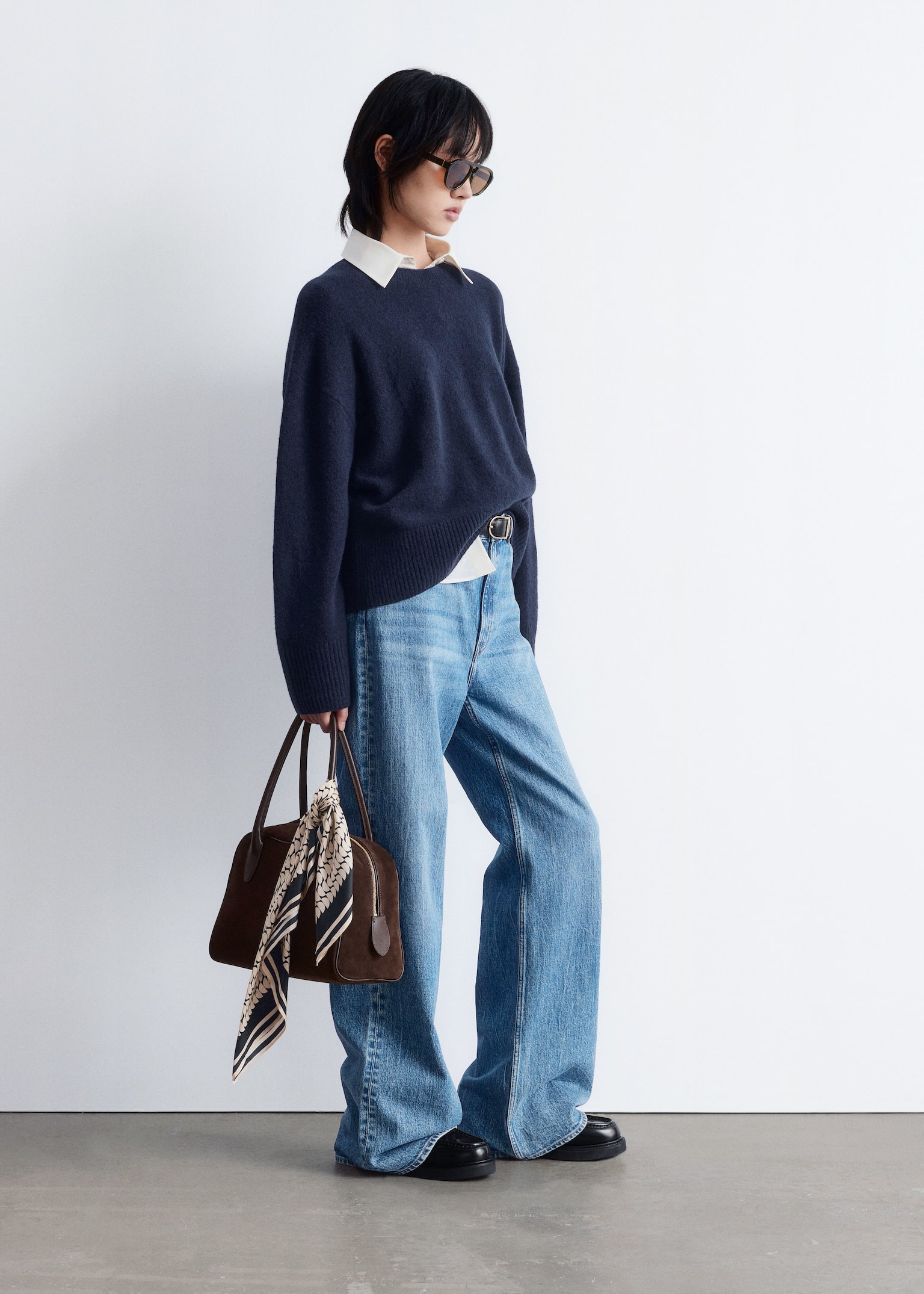 Relaxed Knit Jumper - Dark Blue/Grey Melange/Dark Red/Mole Beige/White/Black/Cerise Pink/Mole/Navy/Dusty Blue - 4