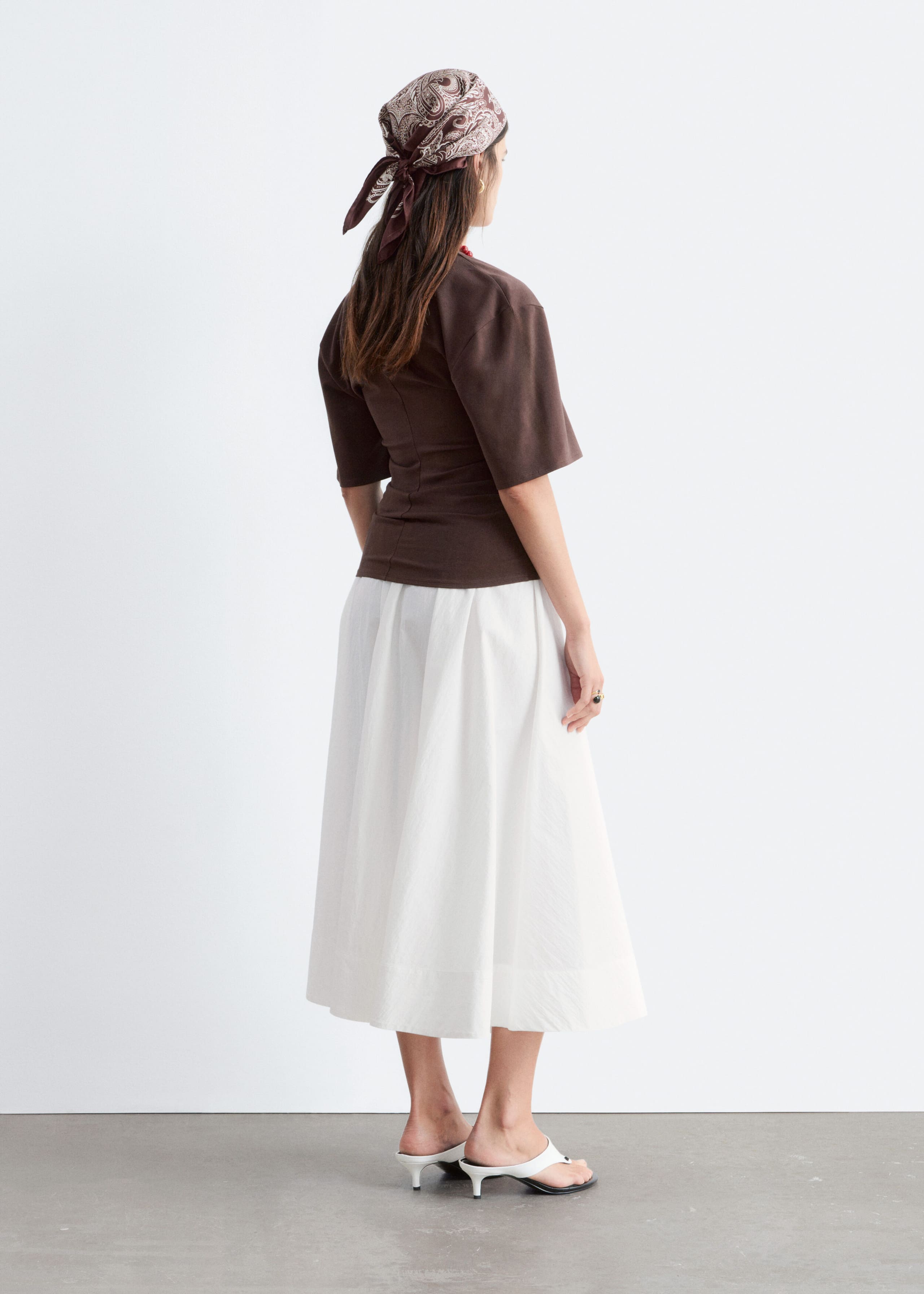 Image of T-shirt froncé à col en V