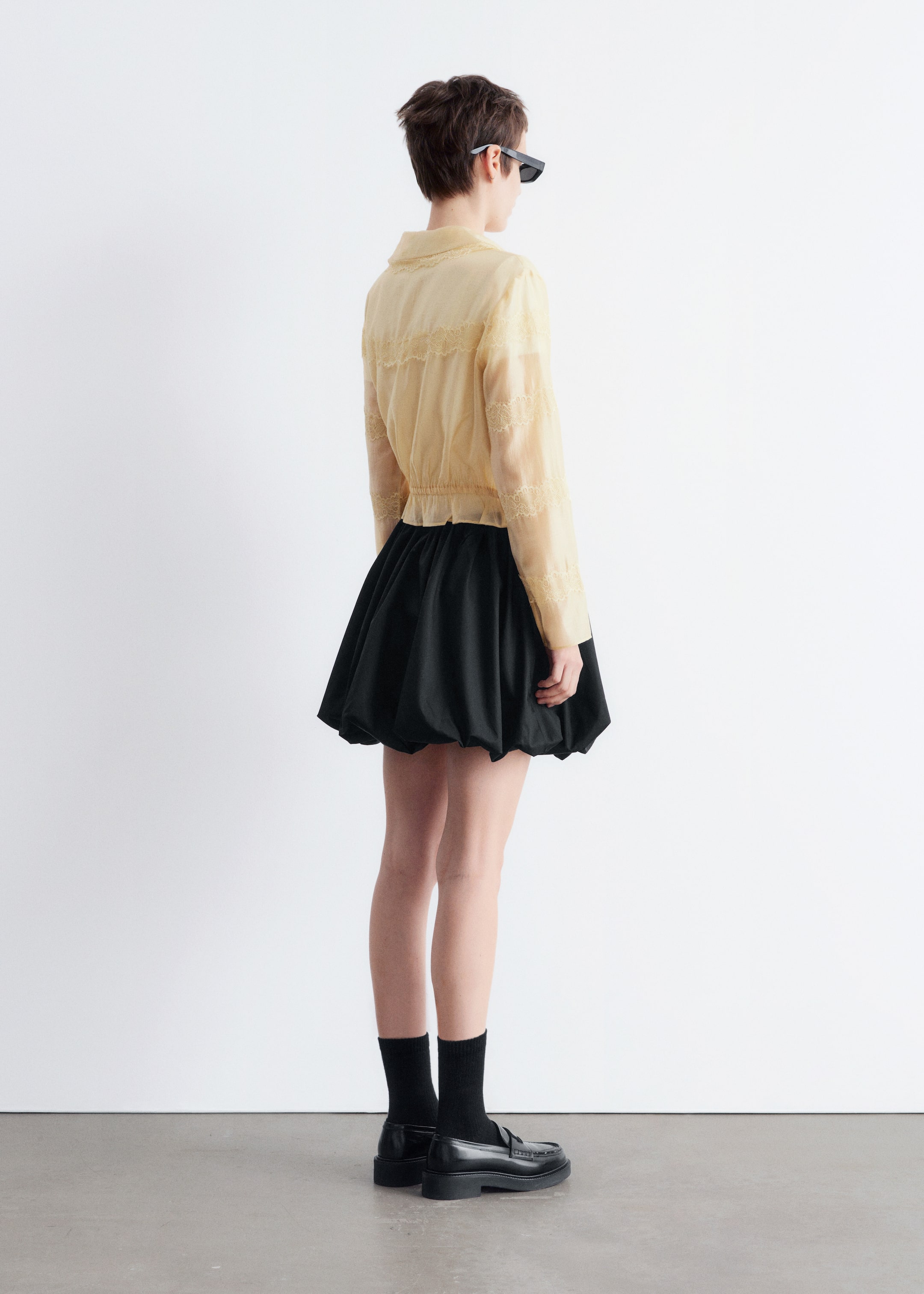 Agrandir l'image: Blouse en dentelle manches longues - Jaune clair - FEMME | H&M FR 6