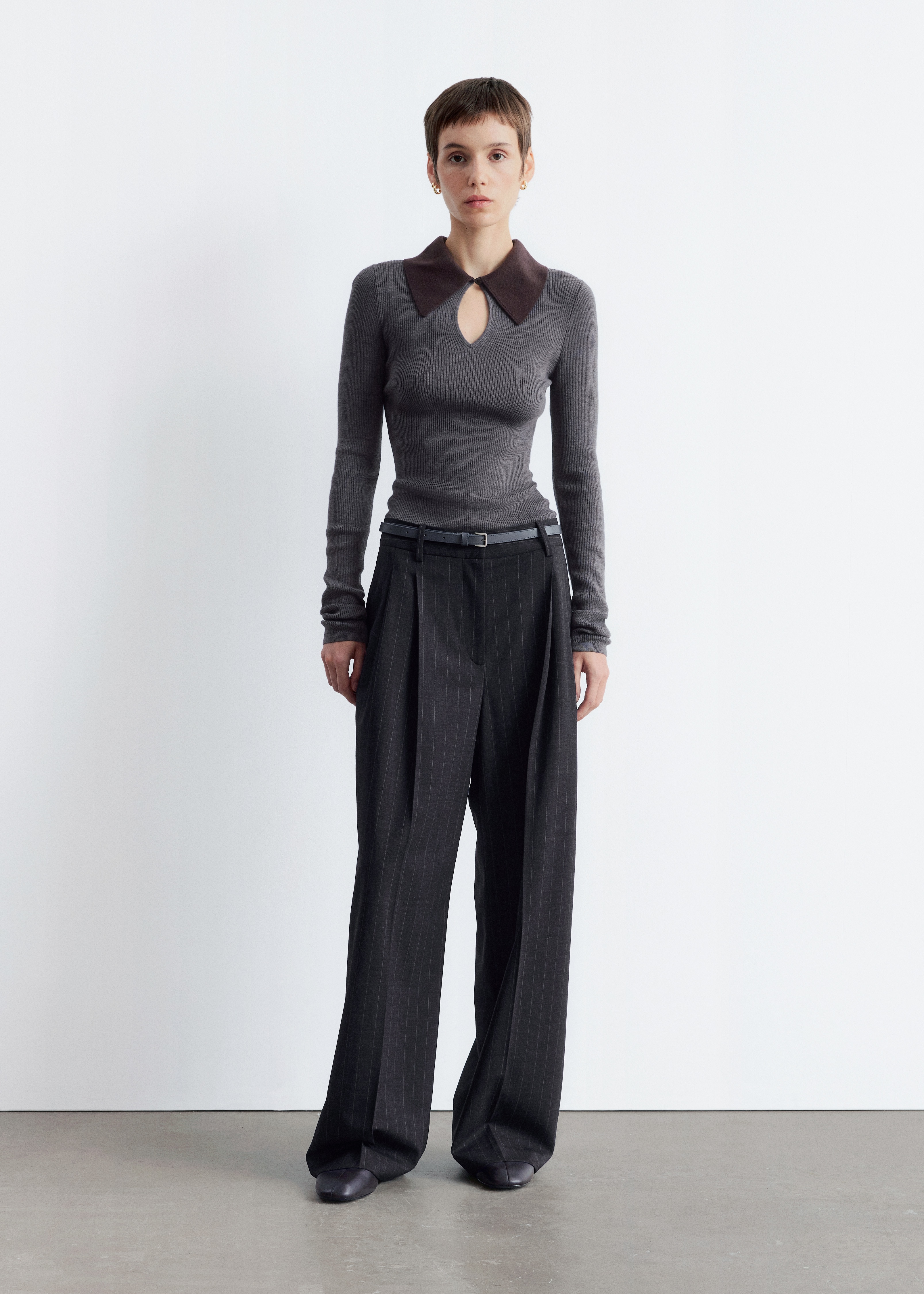 Tailored Wool Trousers - Donkergrijze krijtstreep