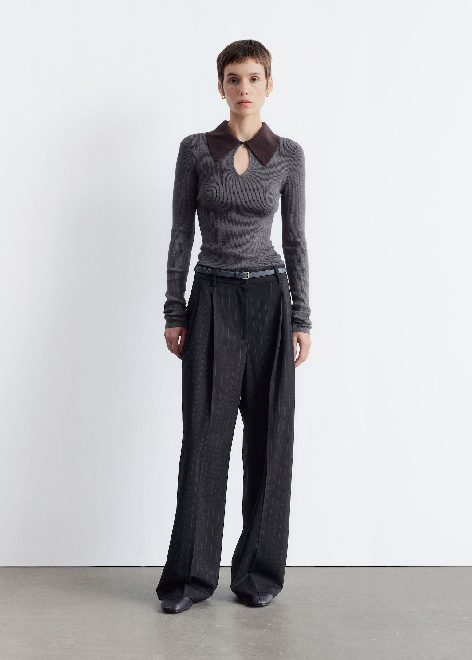 Tailored Wool Trousers - Raya diplomática gris oscuro/Gris