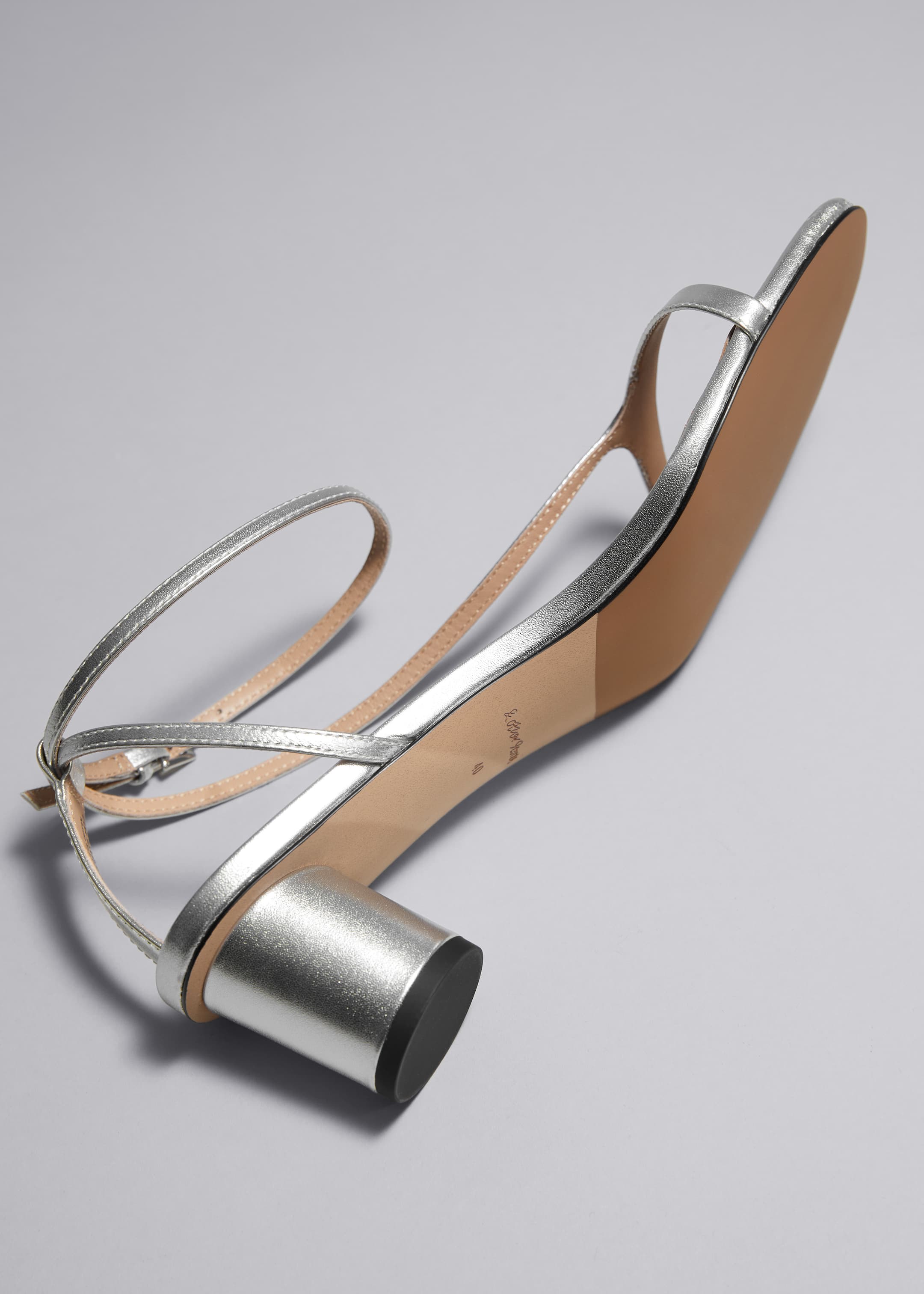 View larger image: Heeled Leather Sandals - Silver - Ladies | H&M GB 5