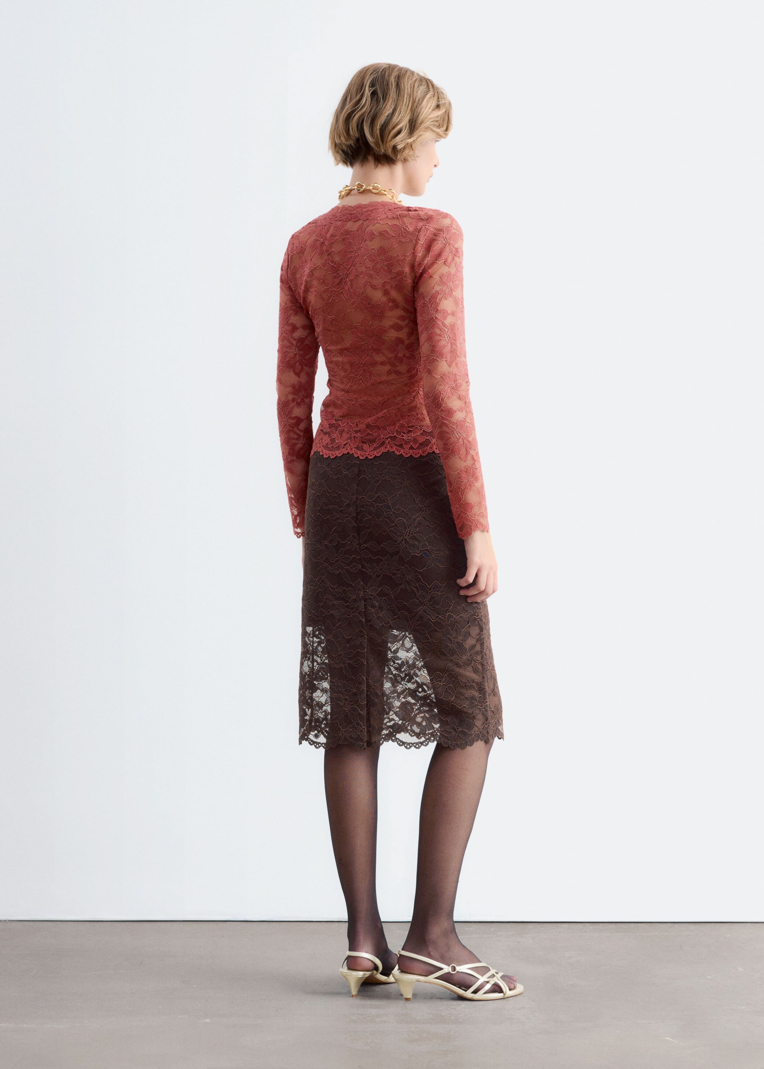 Lace Scoop-Neck Top - Red - Lookbook