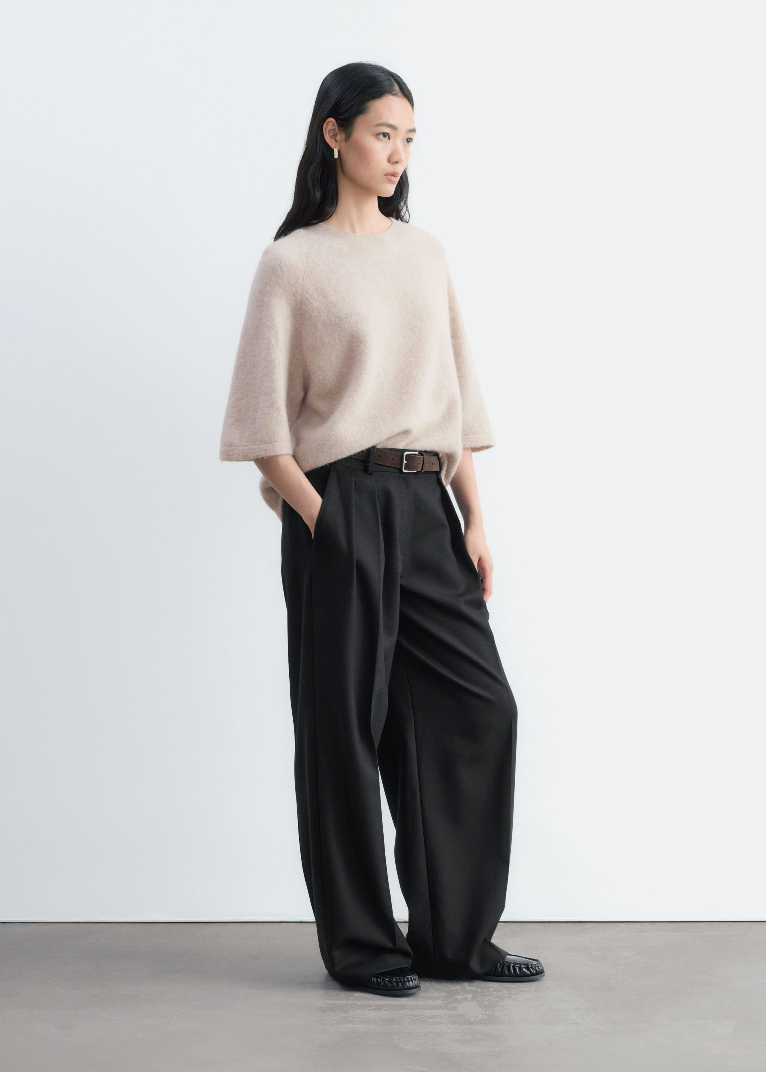 Top de punto en mezcla de alpaca - Avena - Lookbook