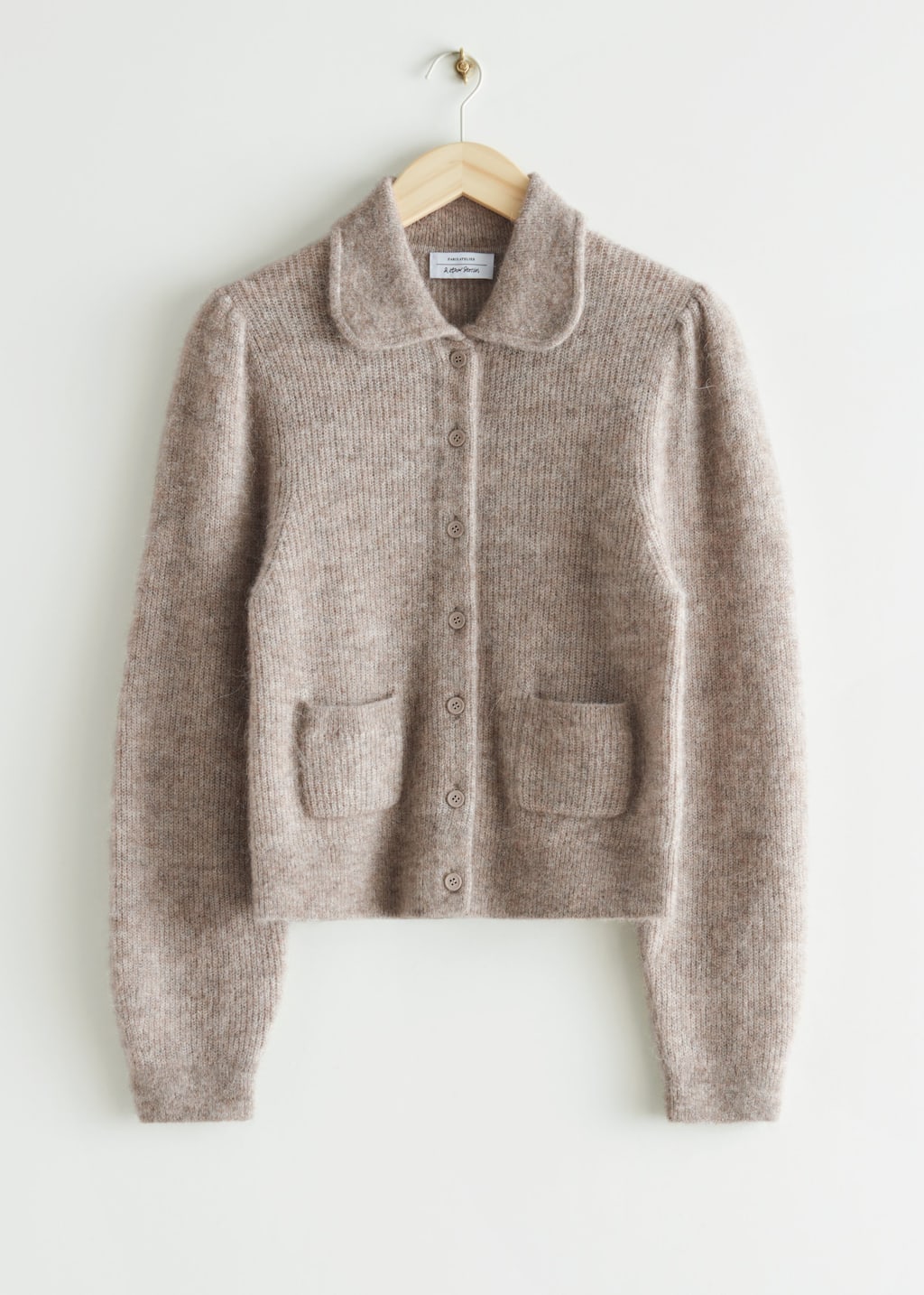Collared Knit Cardigan - Beige - Still Life
