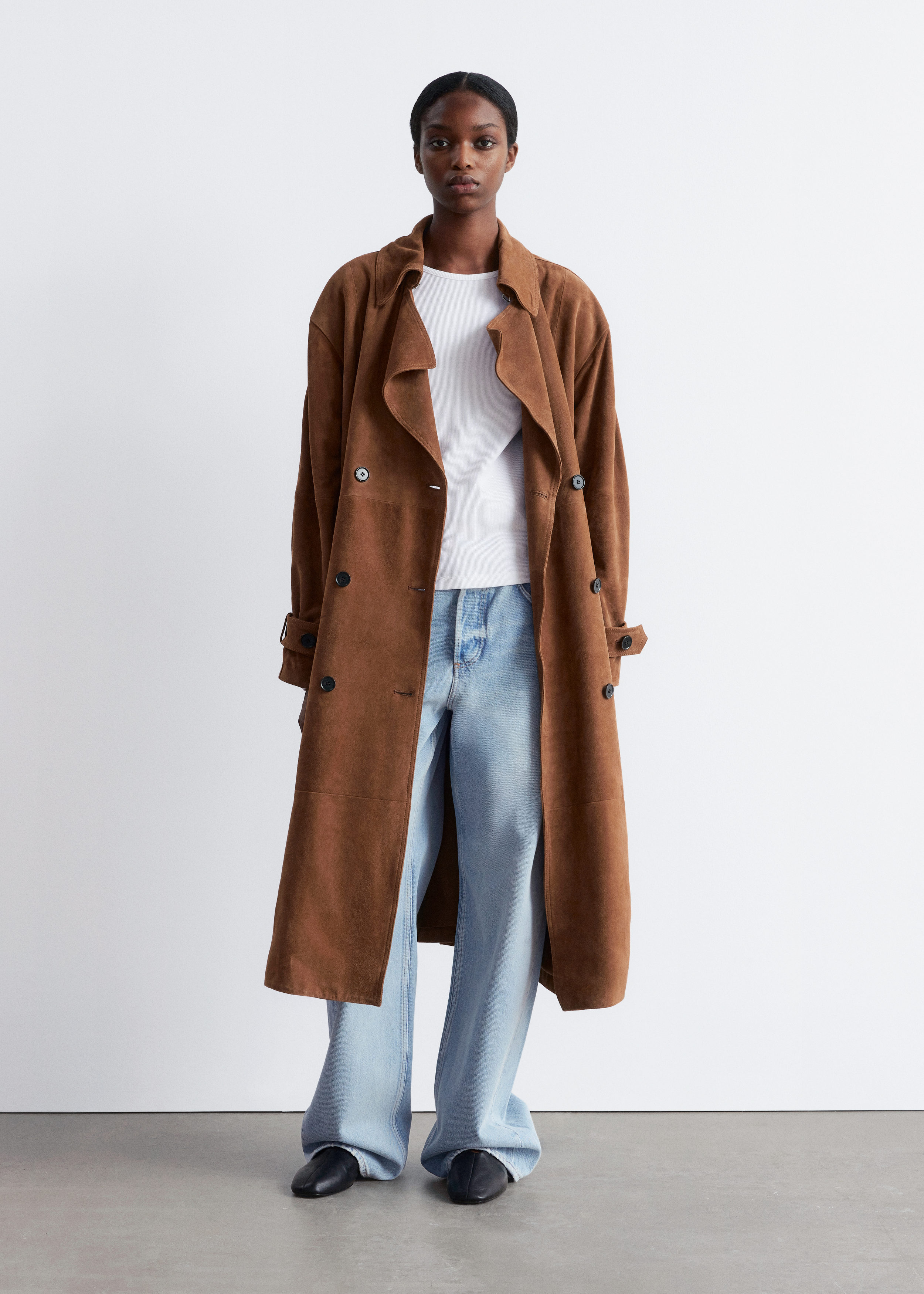 【vintage】suede long coat Maxi Suede Trench Coat - Brown - Coats - & Other Stories NL