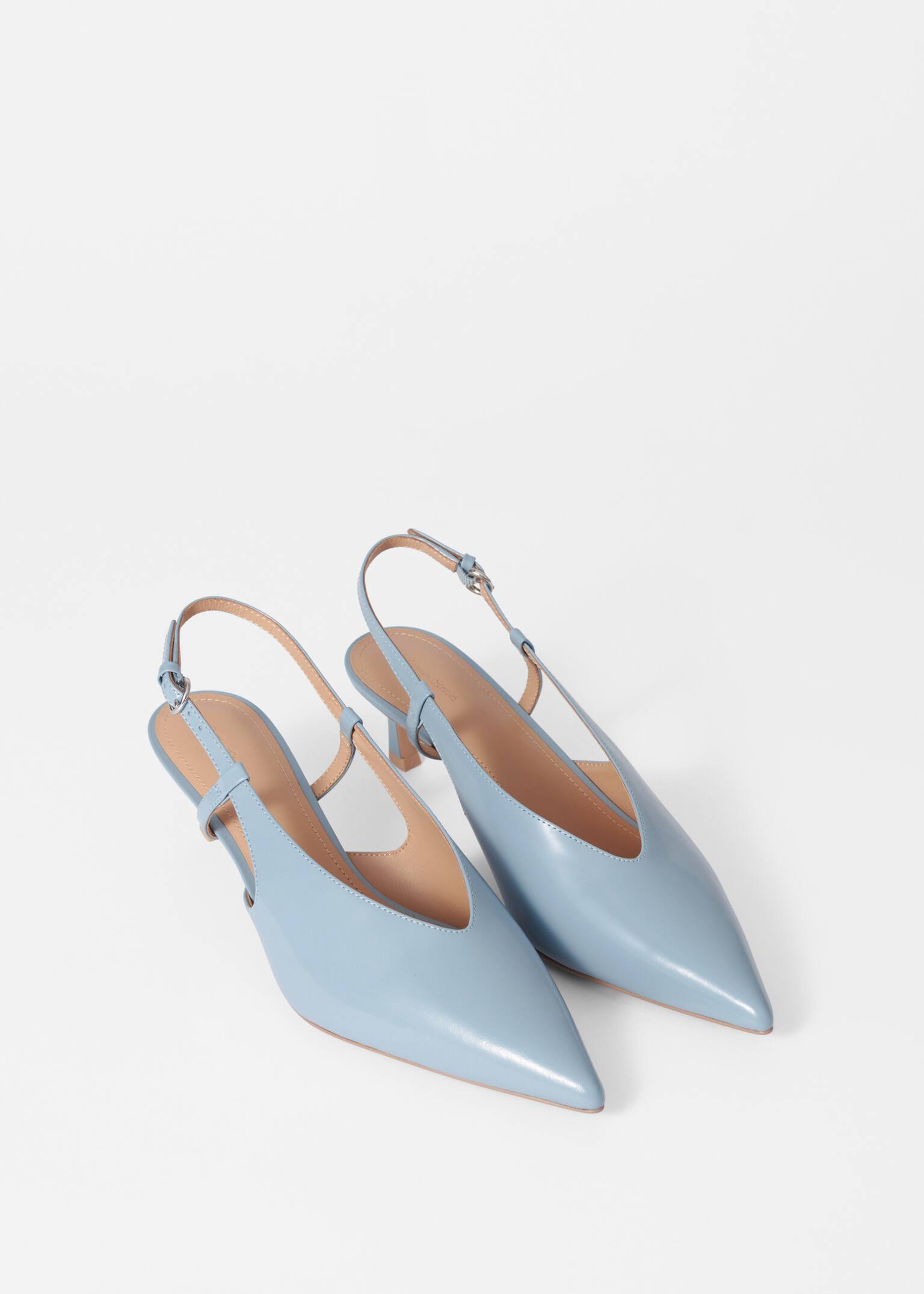 Pantofi slingback din piele clasică - Albastru deschis/Bej/Maro/Negru - 4