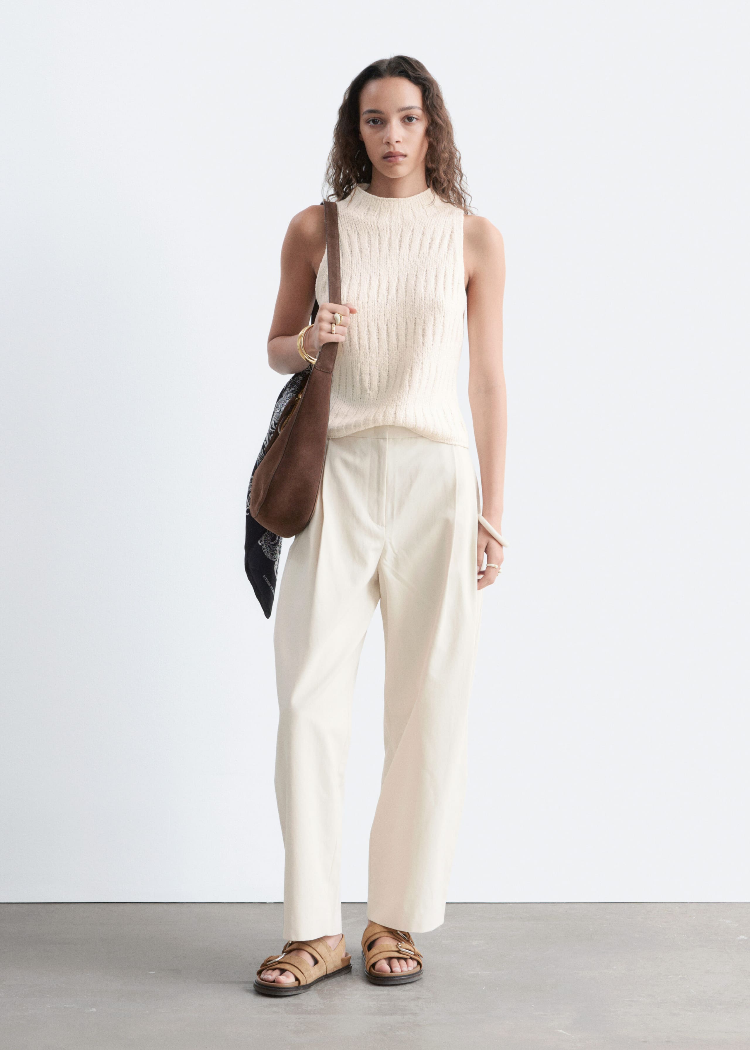 Barrel‑Leg Cropped Trousers - Off White - Still Life