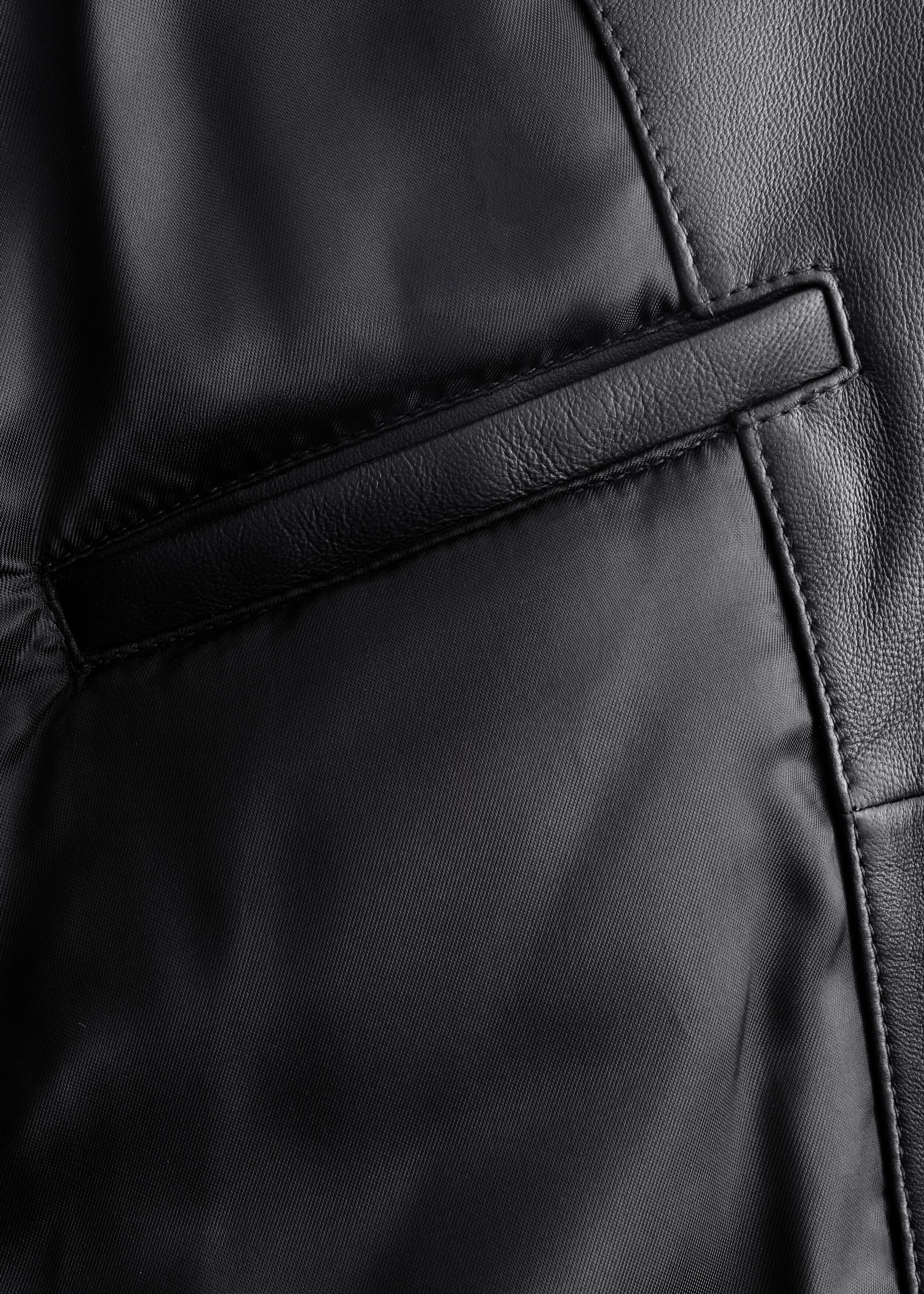 Cropped Leather Bomber Jacket - Black - Lookbook