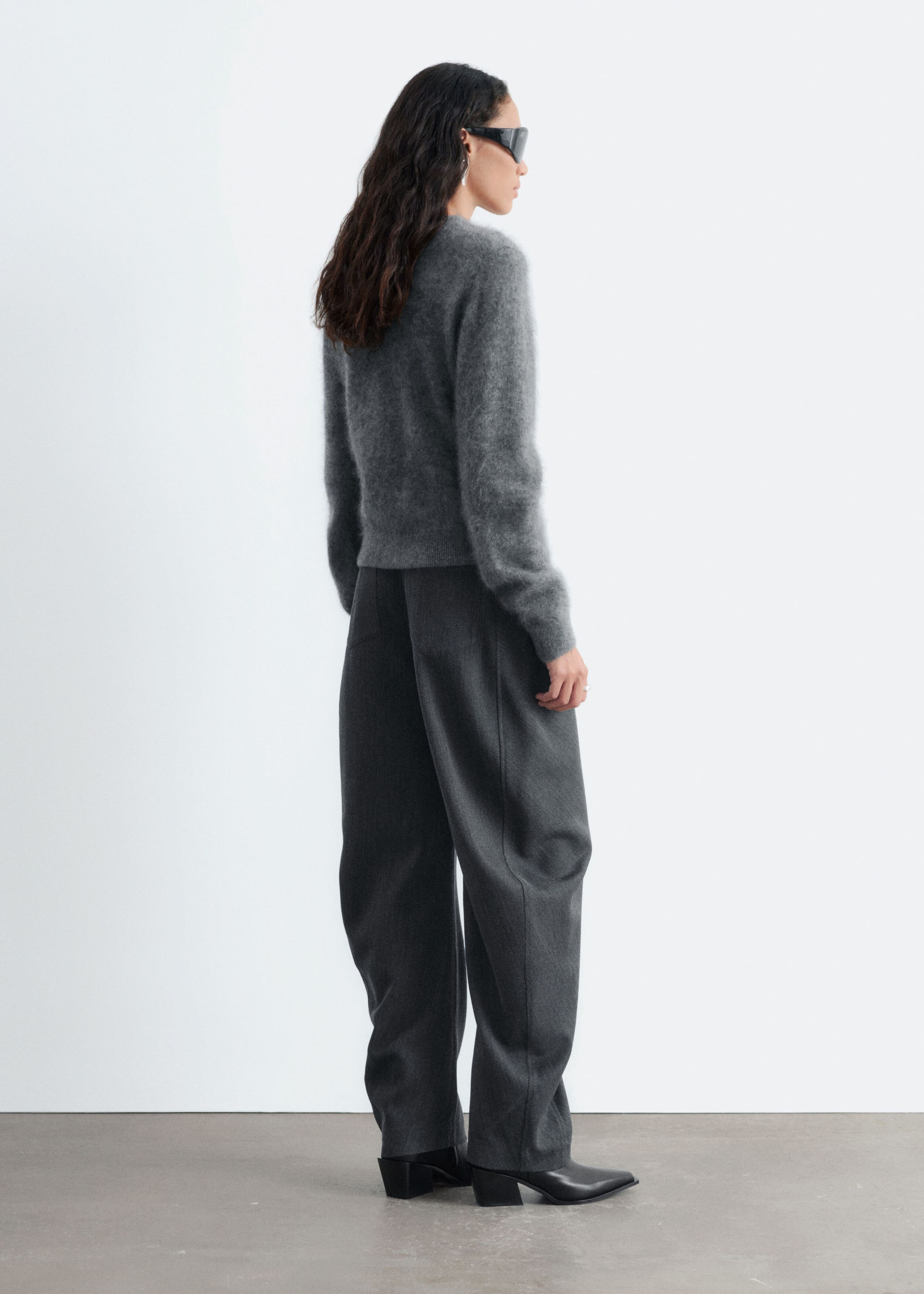 Twisted Seam Wool Trousers - Dark Grey - Lookbook