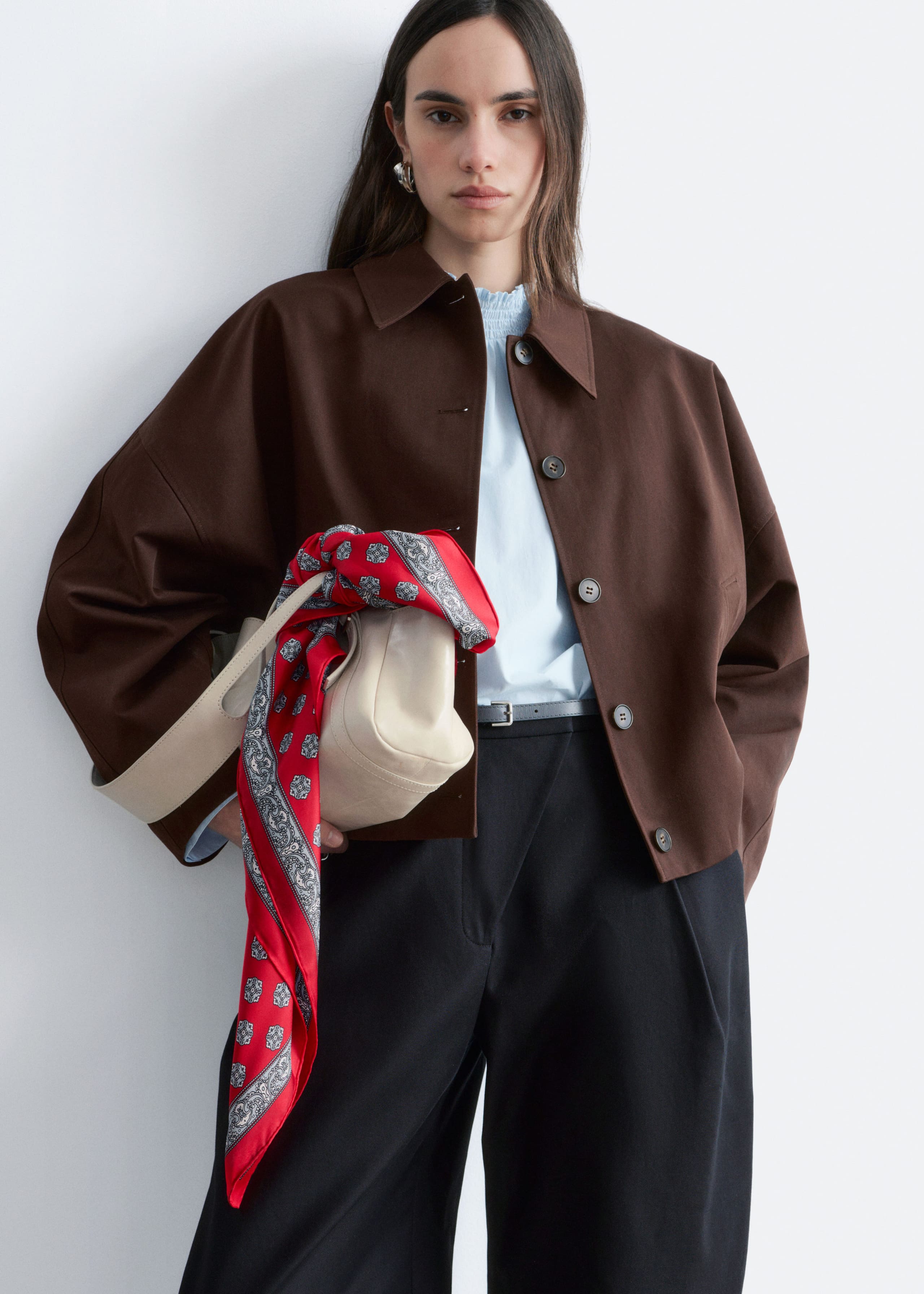 Boxy Cotton Jacket - Beige - Lookbook