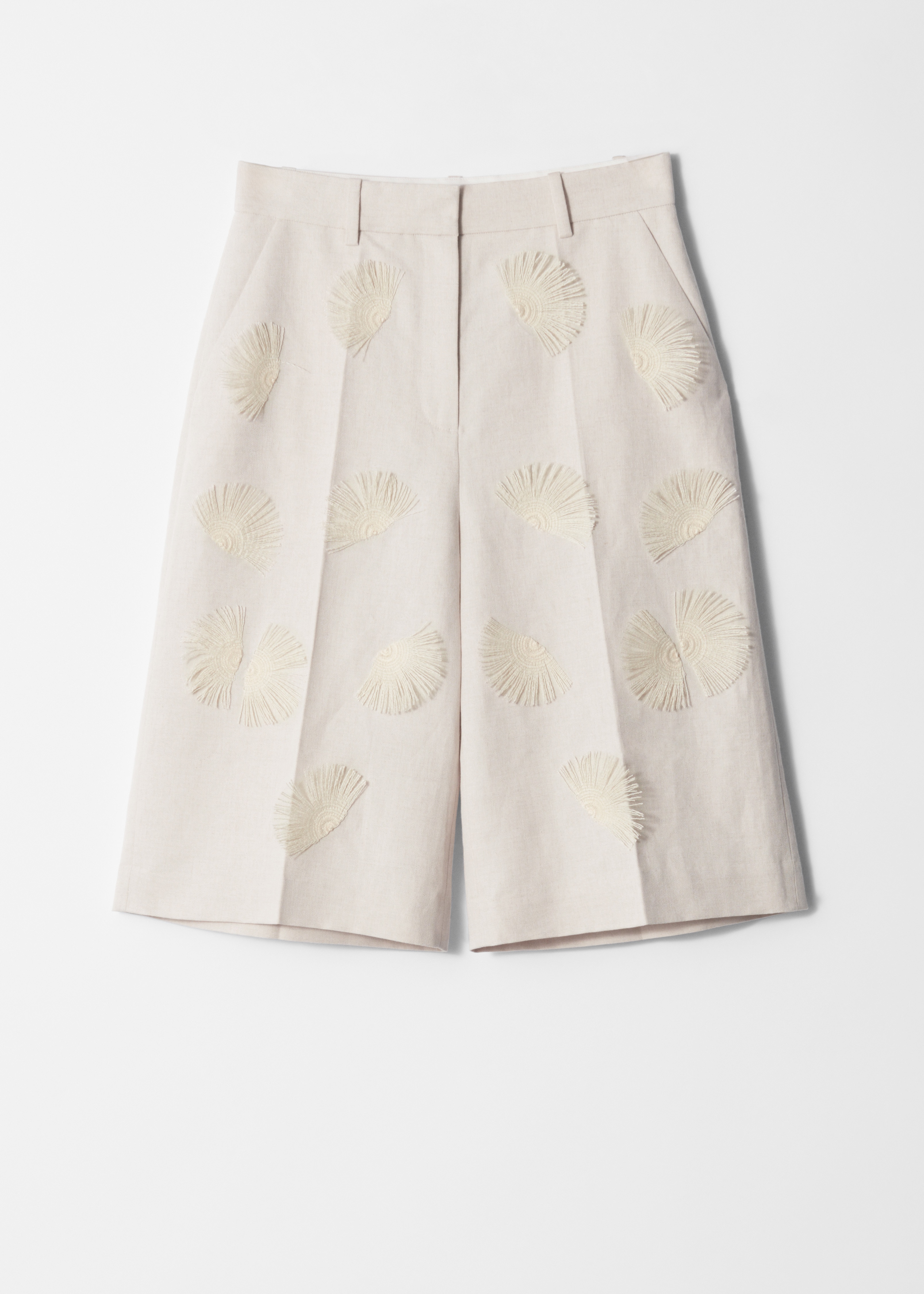 Bermude din amestec de in - Alb