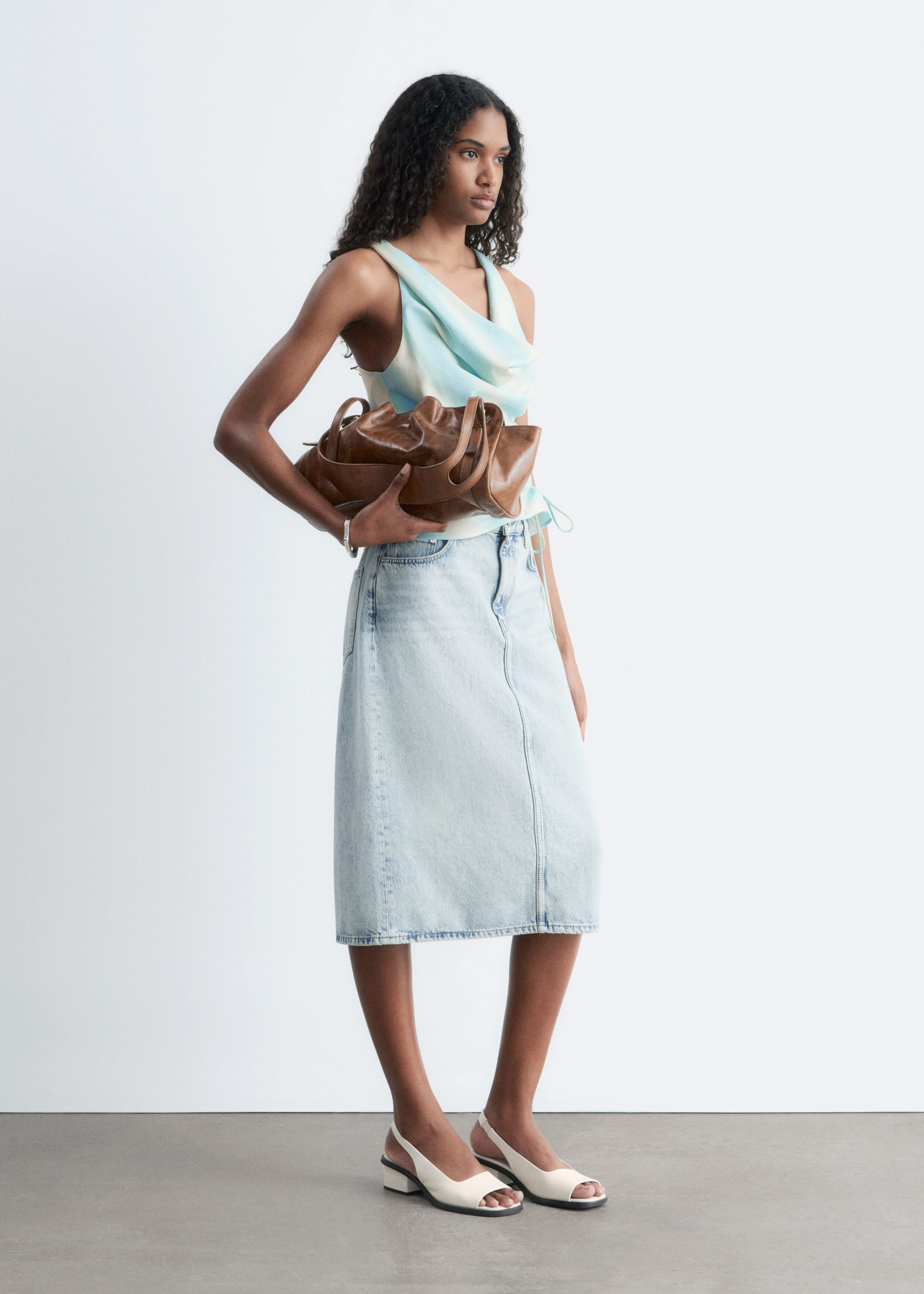 Image of Gonna midi in denim