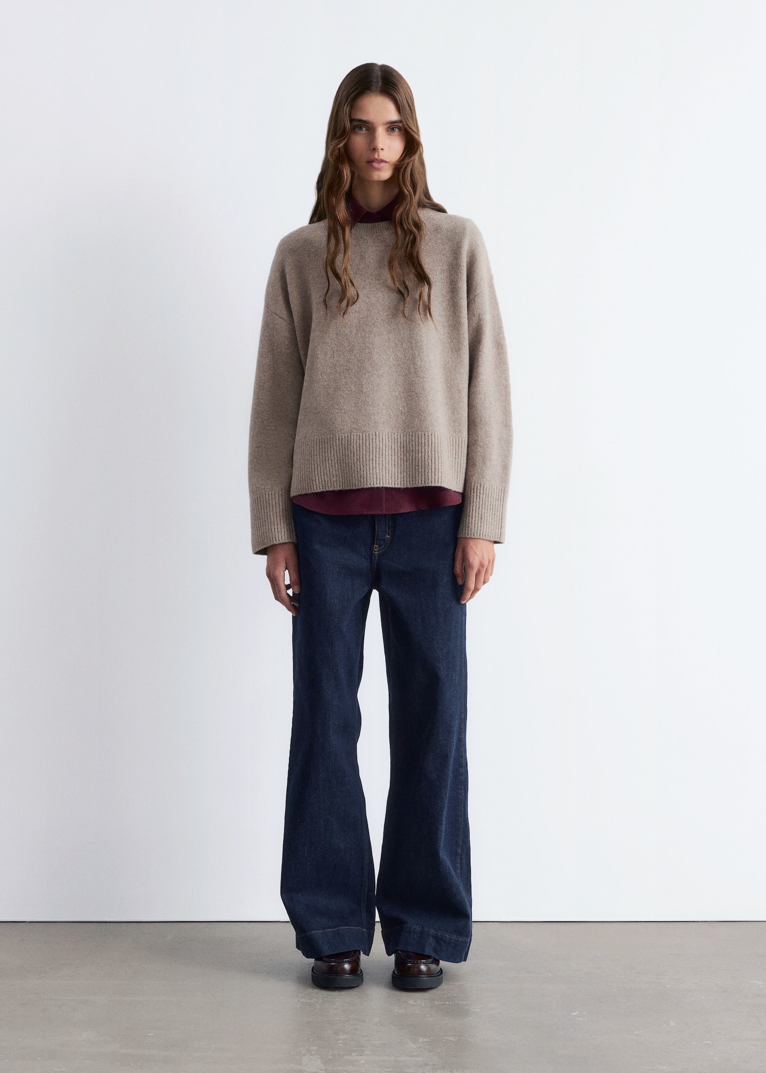 Relaxed Knit Jumper - Mole Beige/Grey Melange/Dark Blue/Dark Red/White/Black/Cerise Pink/Mole/Navy/Dusty Blue - 6