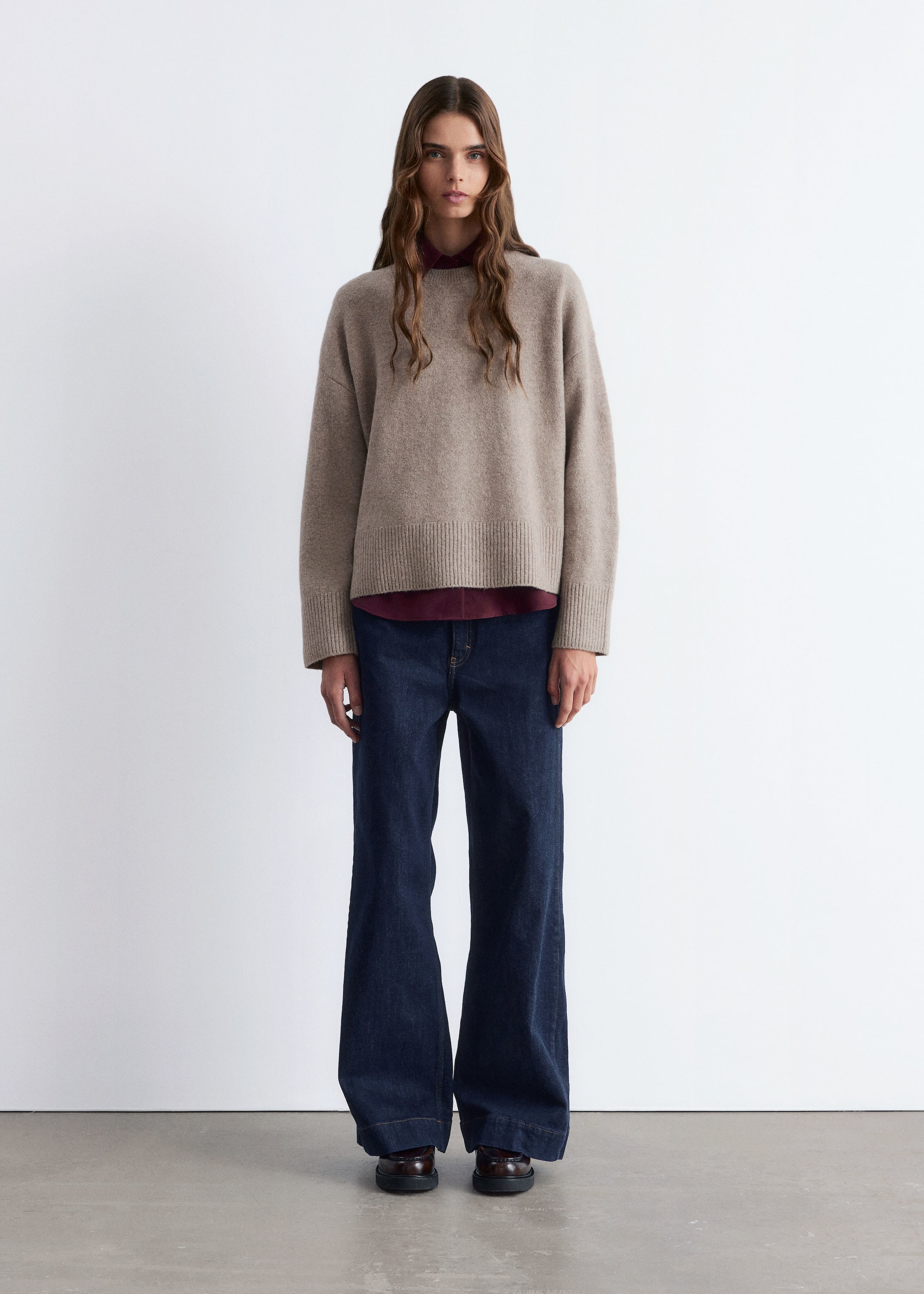 Visa större bild: Stickad tröja med avslappnad passform - Mullvad/beige - DAM | H&M SE 3