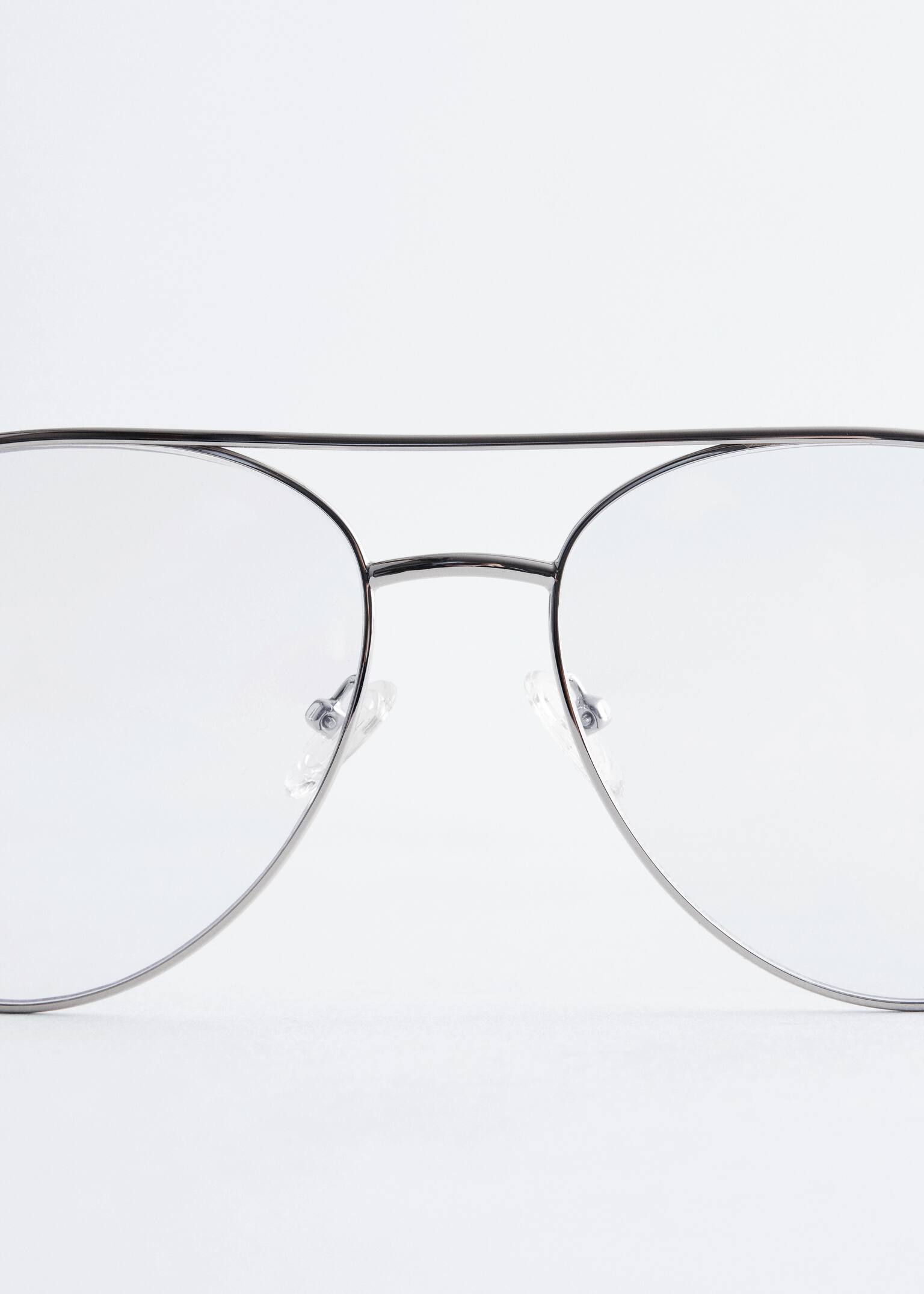 Sonnenbrille mit schmalem Pilotenrahmen - Silber/Klarglas/Gold/Transparent - 3