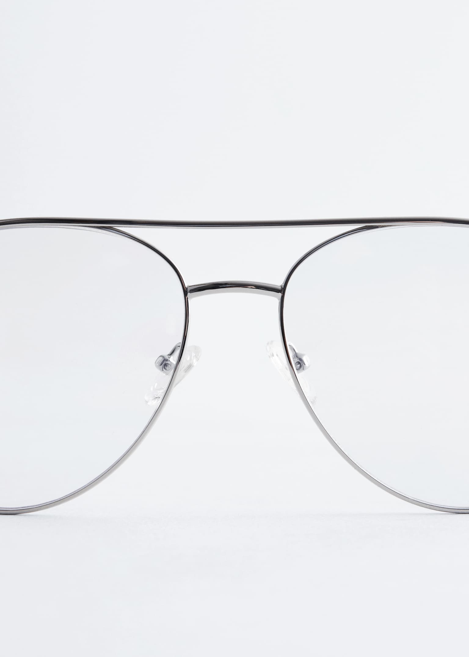 Lunettes de soleil fines de style aviateur - Argenté/Verre transparent/Doré/Transparent - 3