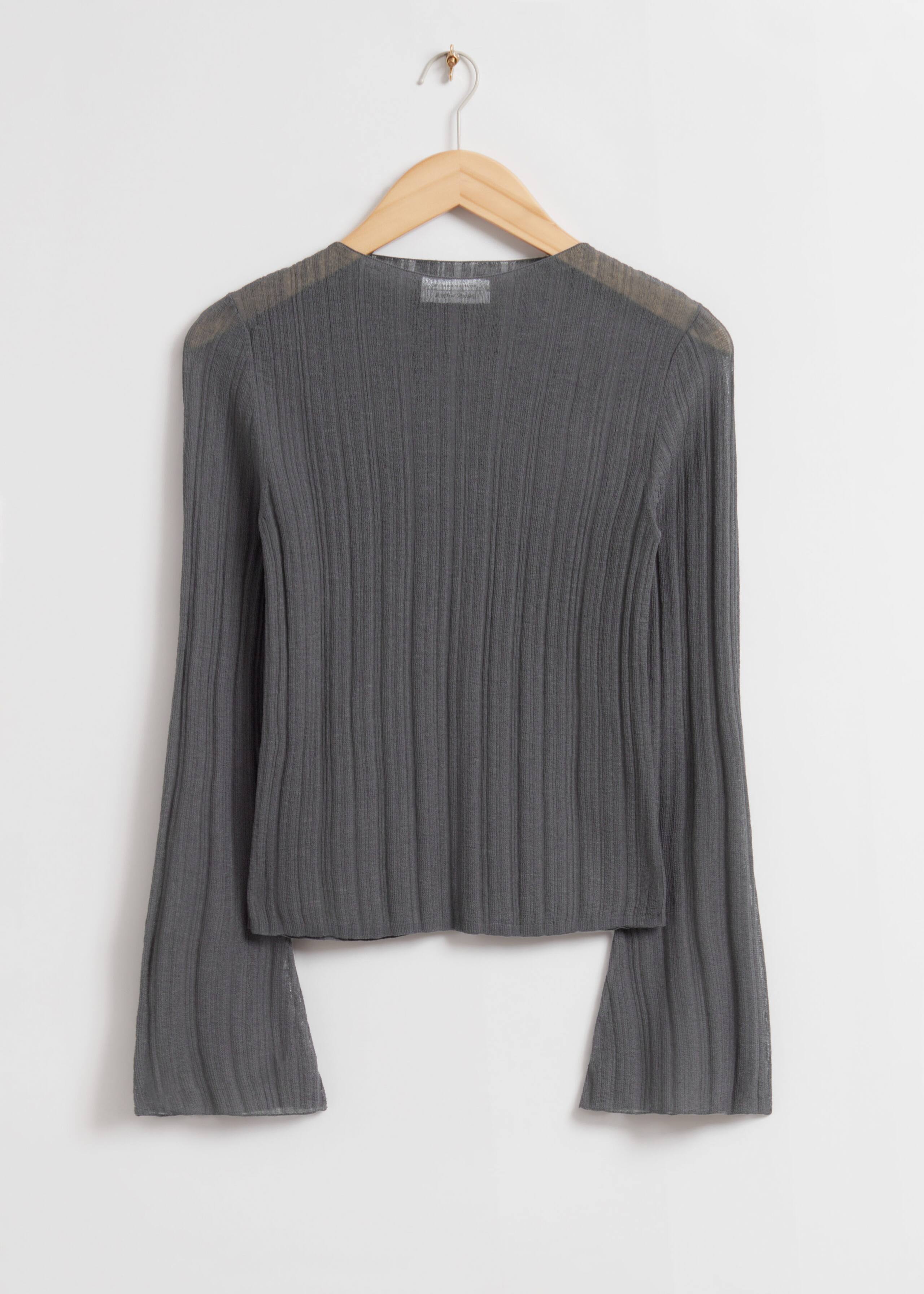 Fitted Fine Knit Transparent Top - Dark Grey - Still Life