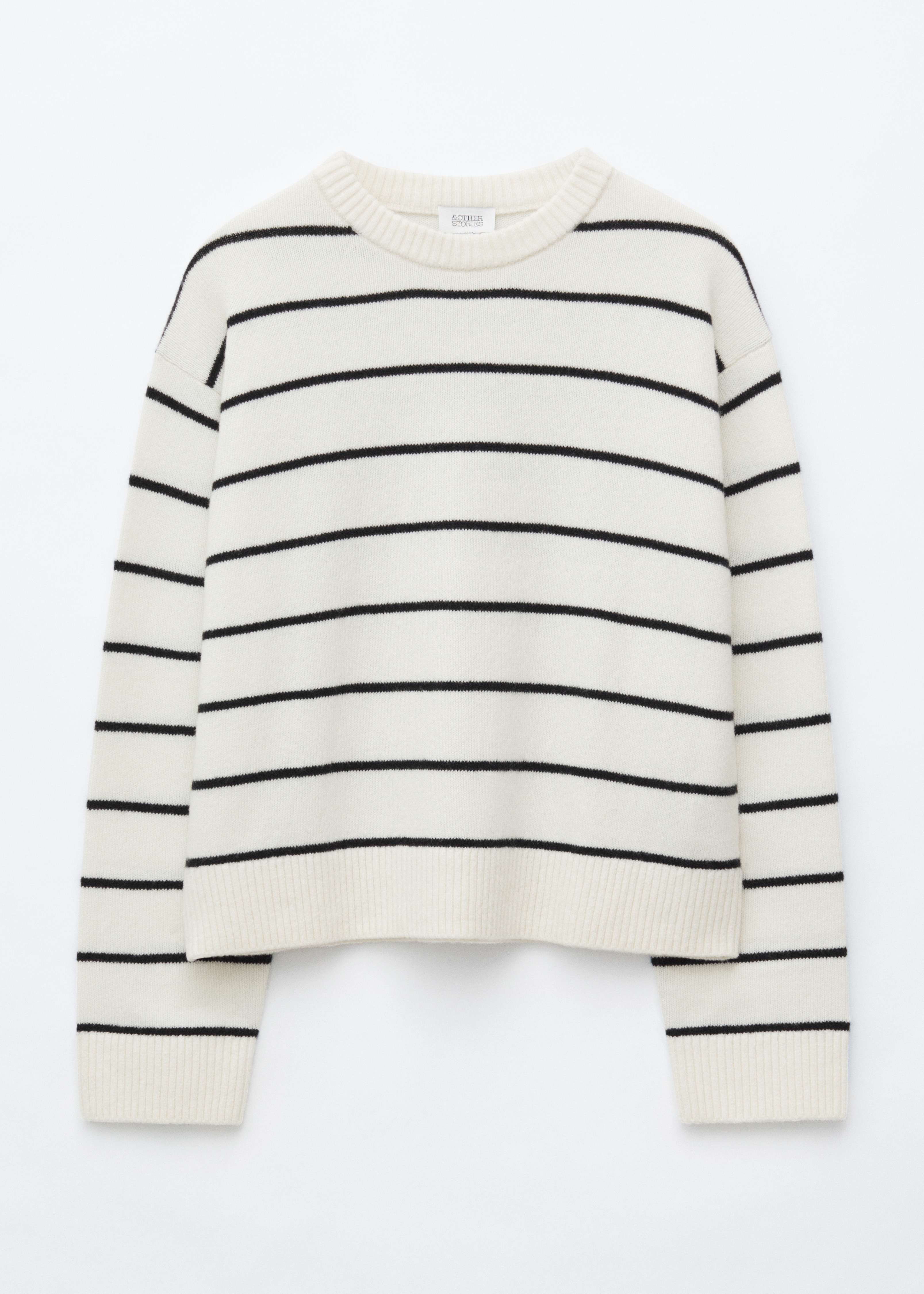 Pull en maille - Rayures blanches et noires/Marron foncé/Taupe foncé/Vert