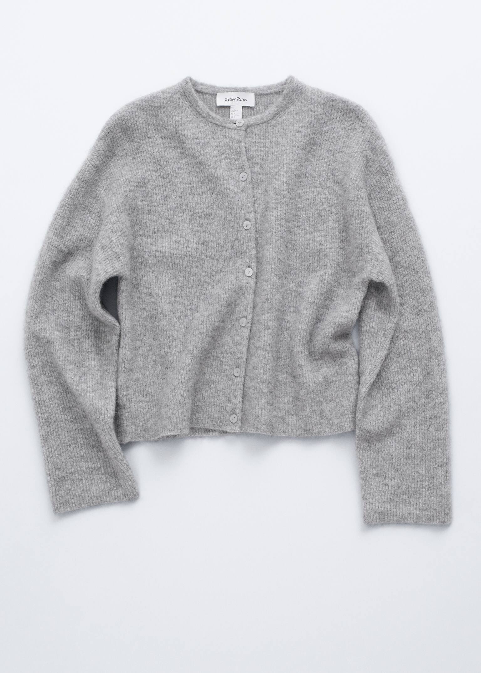Strickjacke aus Alpaka-Mix - Grau/Hellrosa/Weinrot meliert/Weiß/Graubraun/Taupe/Braun - 2