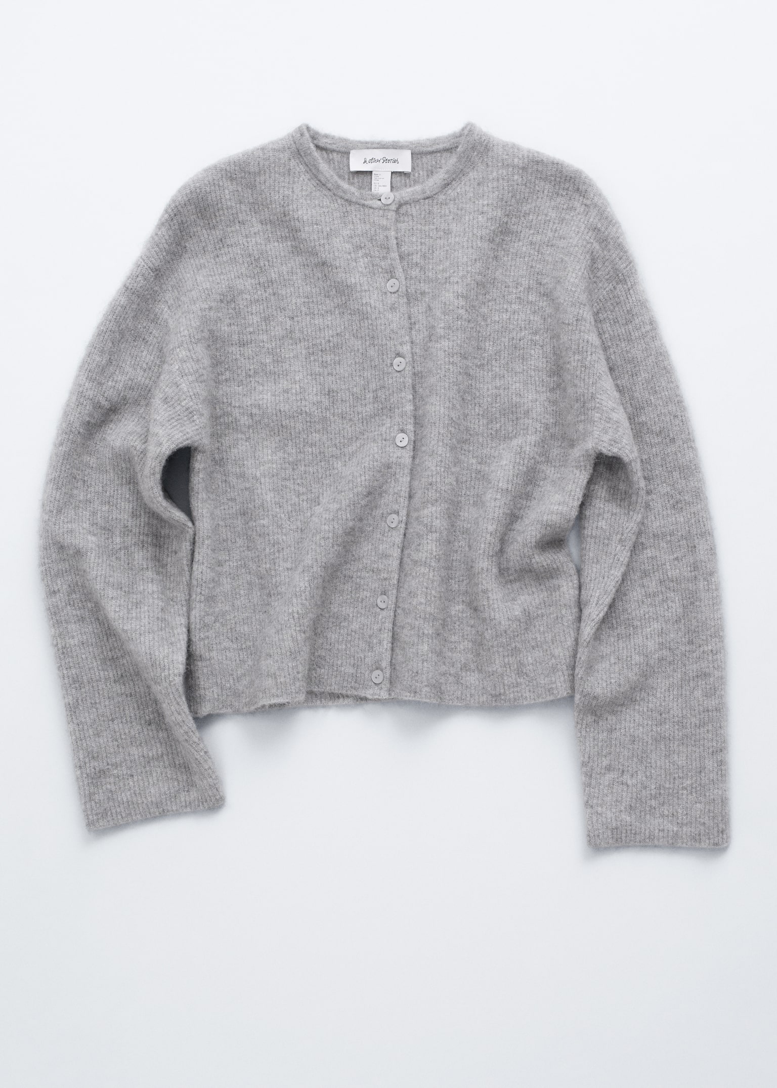 Alpaca-Blend Knitted Cardigan - Grey/Mole/Burgundy Melange/Taupe Brown/White/Dusty Pink - 2